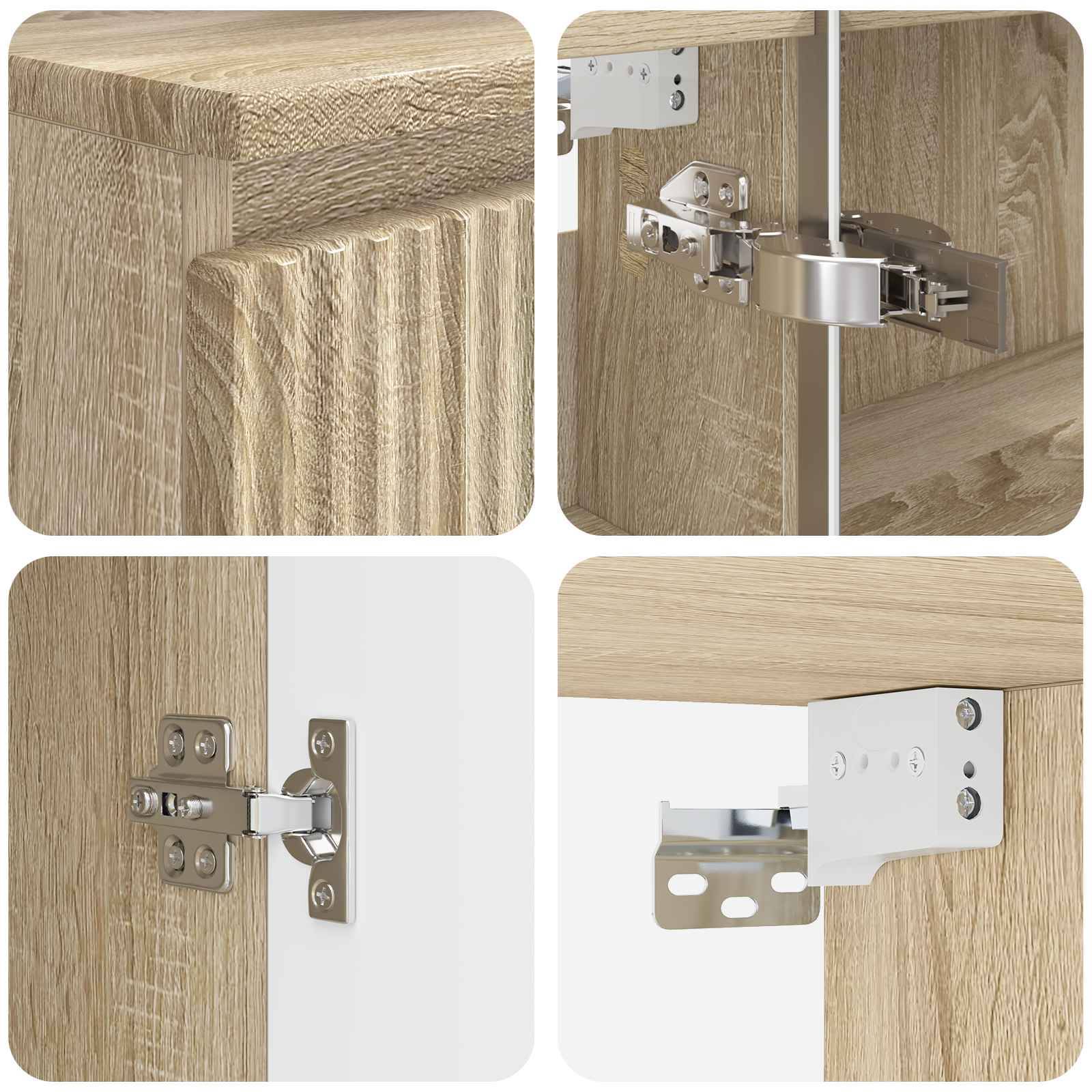 vidaXL Badezimmermöbel-Set 4 pcs Sonoma-Eiche Ingenieurholz und Glas
