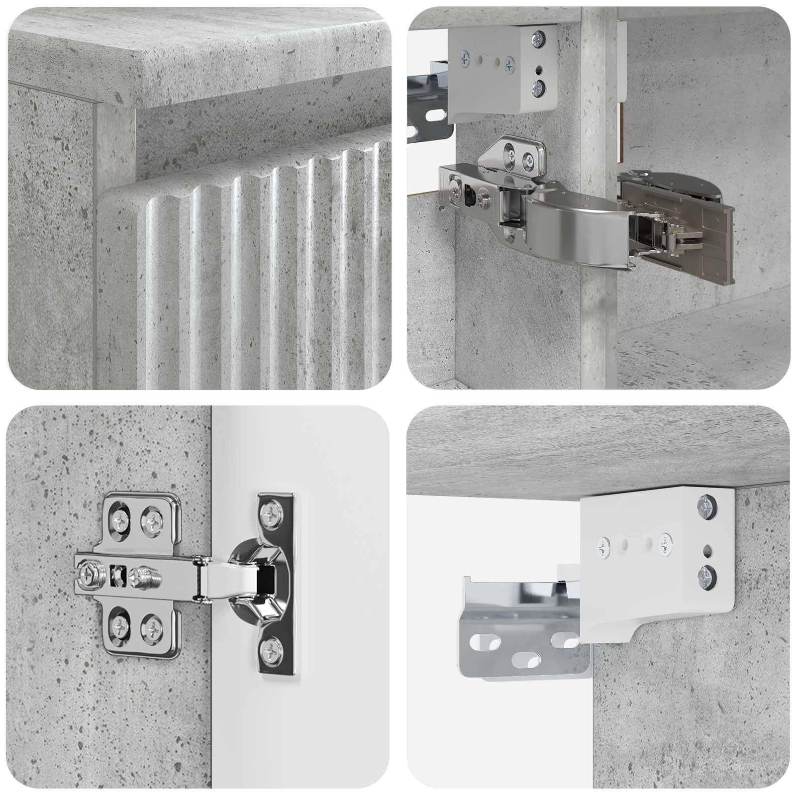 vidaXL Badezimmermöbel-Set 4 pcs Betongrau Ingenieurholz und Glas