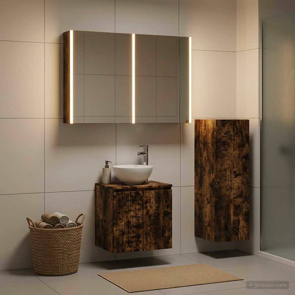 vidaXL Badezimmermöbel-Set 4 pcs Geräucherte Eiche