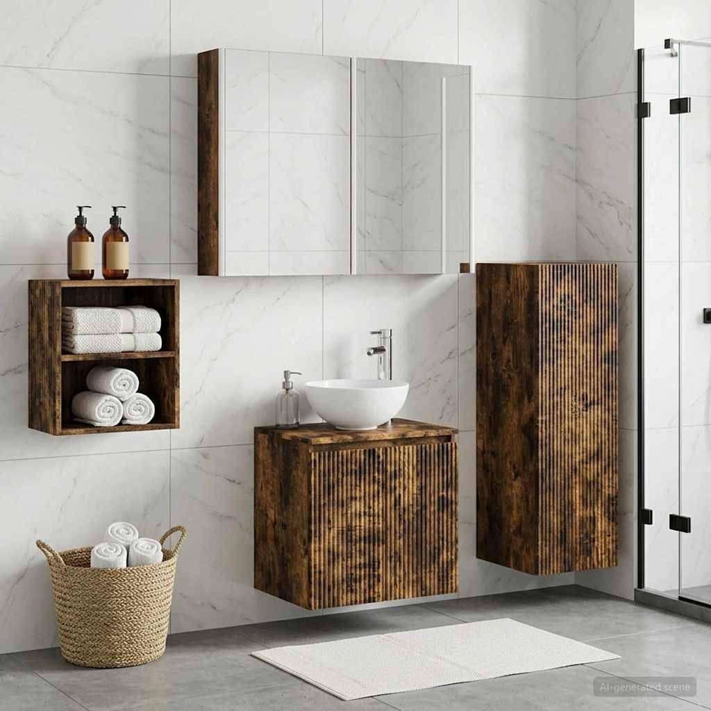 vidaXL Badezimmermöbel-Set 4 pcs Geräucherte Eiche