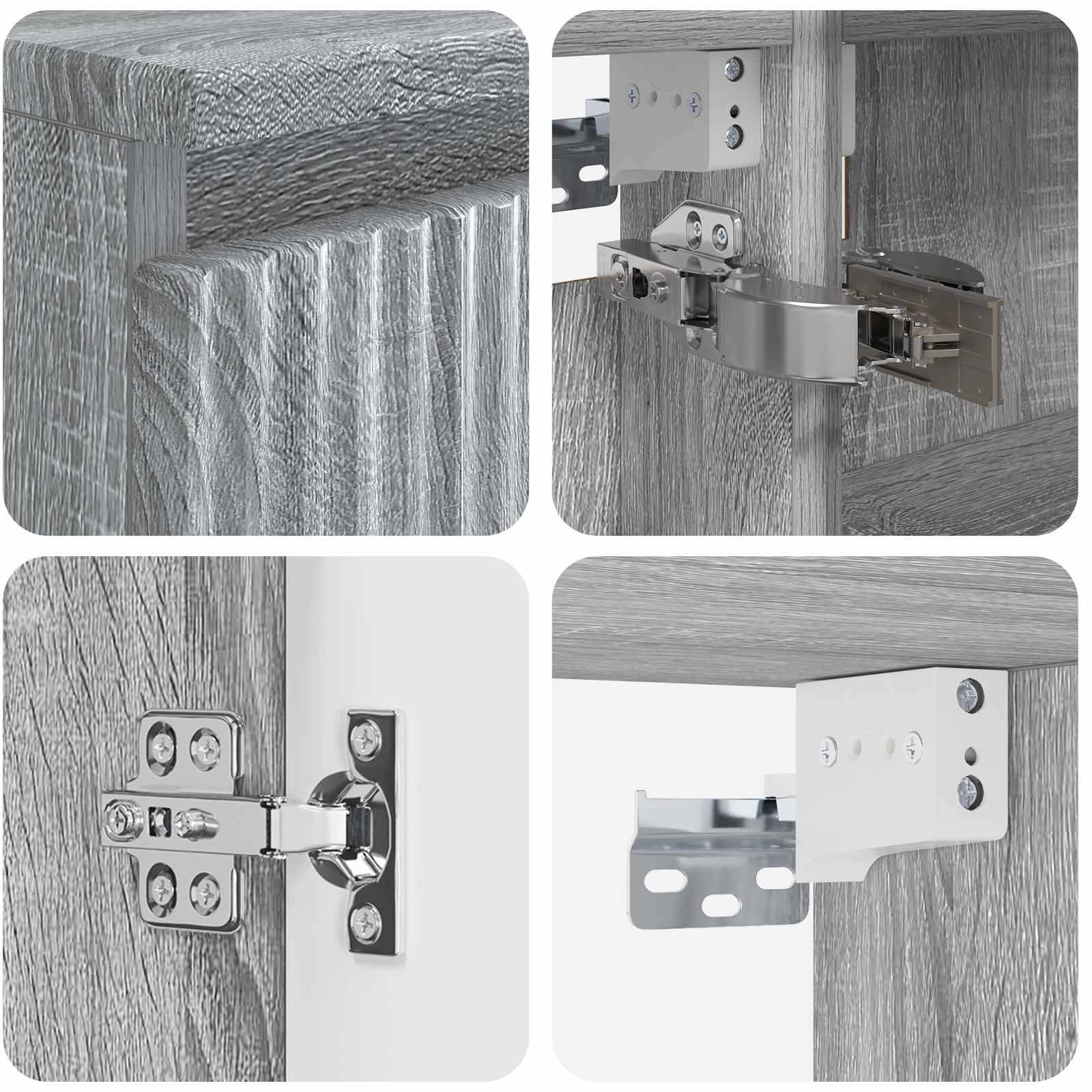 vidaXL Badezimmermöbel-Set 4 pcs Grau Sonoma Ingenieurholz und Glas