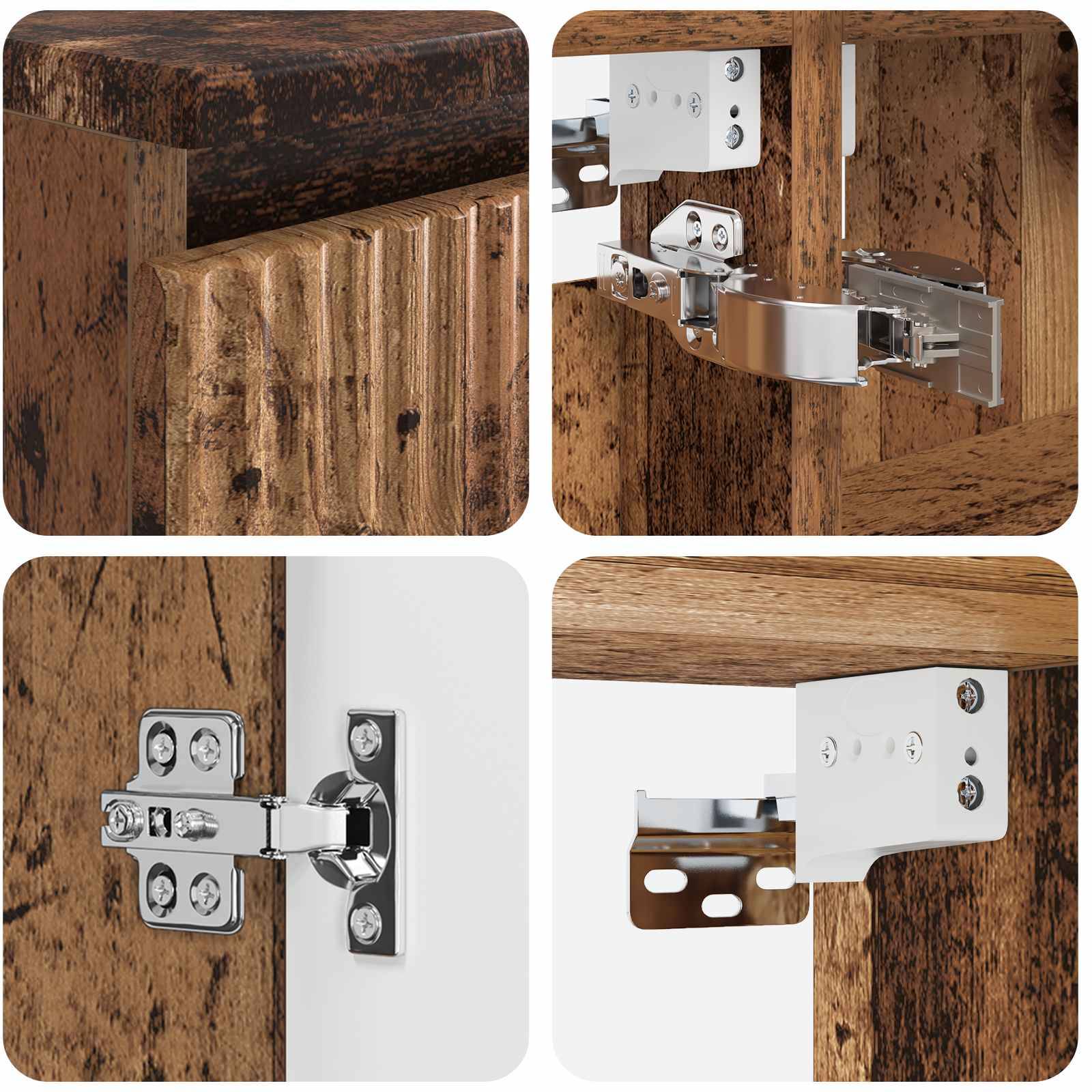 vidaXL Badezimmermöbel-Set 4 pcs Altholz Ingenieurholz und Glas