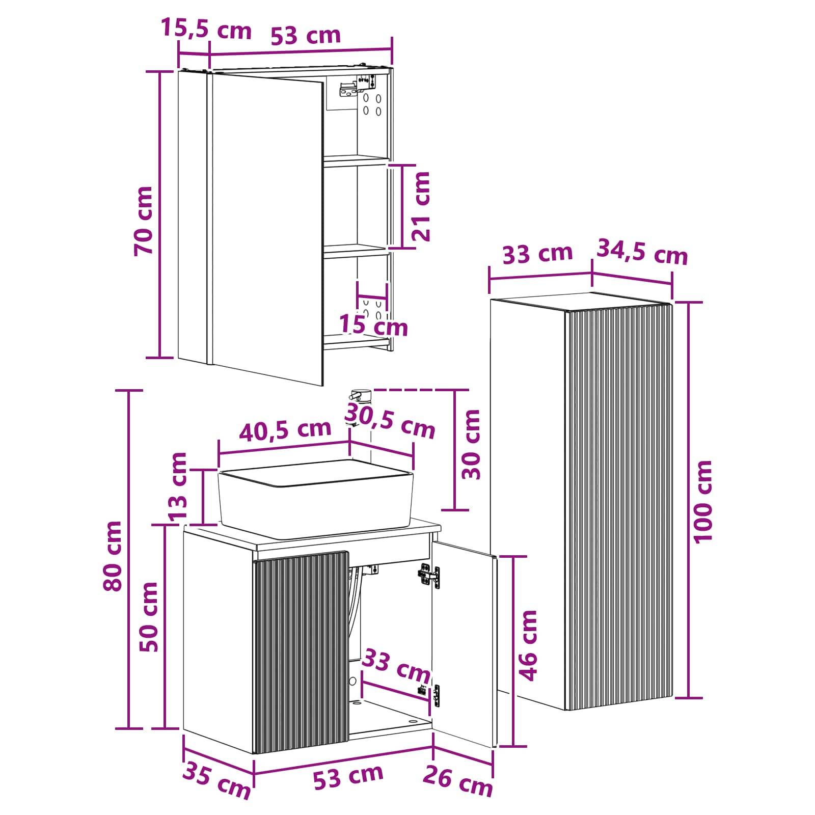 vidaXL Badezimmermöbel-Set 4 pcs Weiß Ingenieurholz und Glas