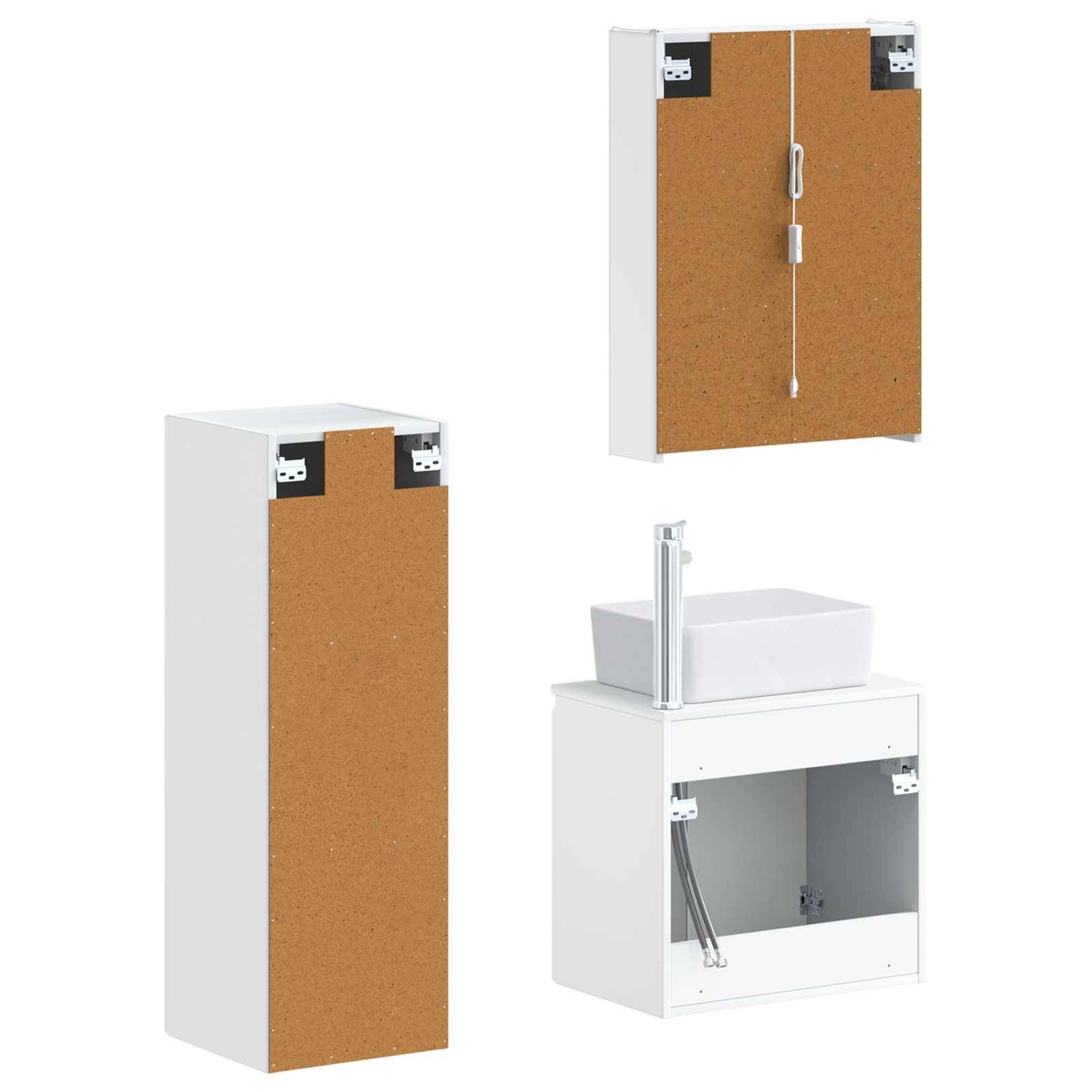 vidaXL Badezimmermöbel-Set 4 pcs Weiß Ingenieurholz und Glas