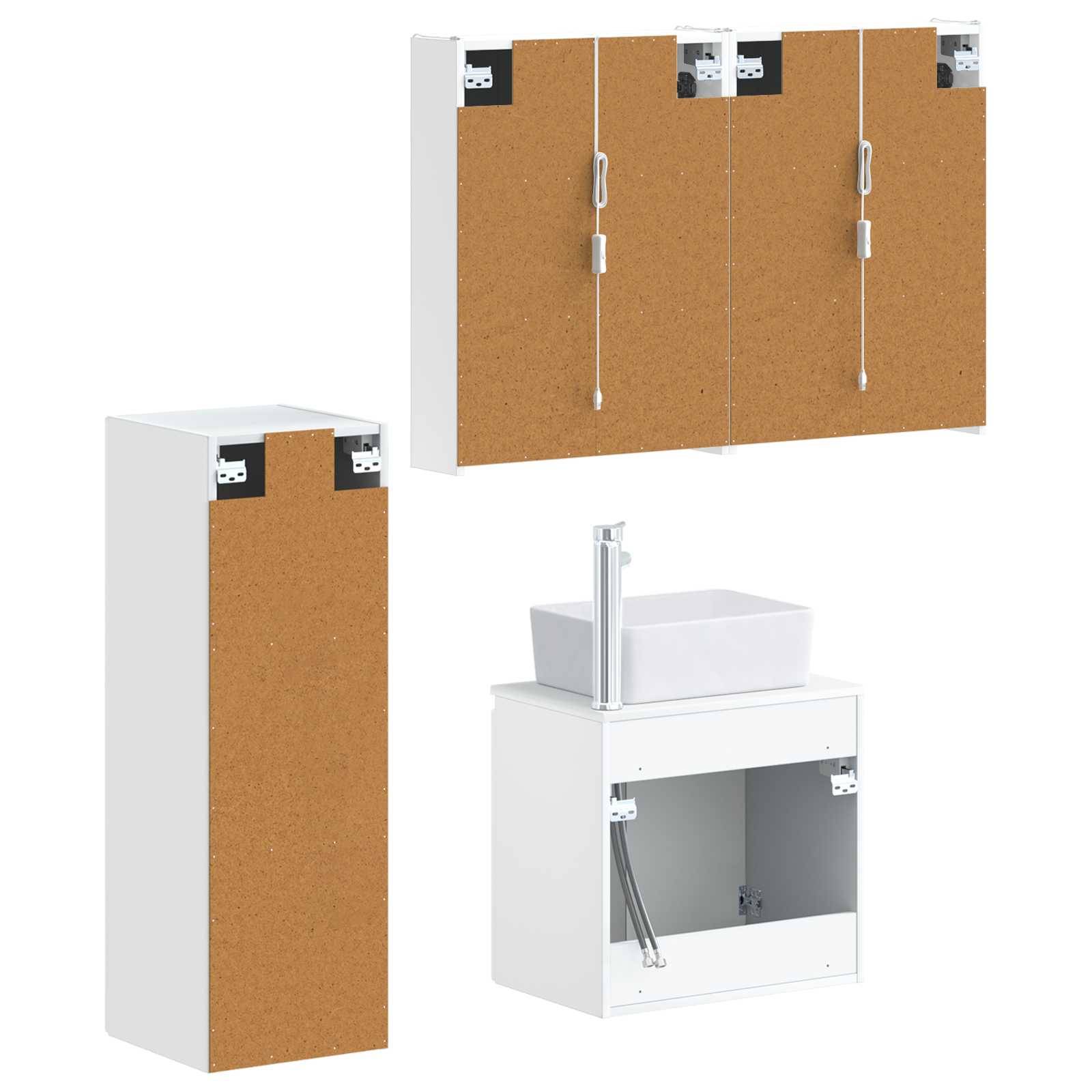 vidaXL Badezimmermöbel-Set 4 pcs Weiß Ingenieurholz und Glas