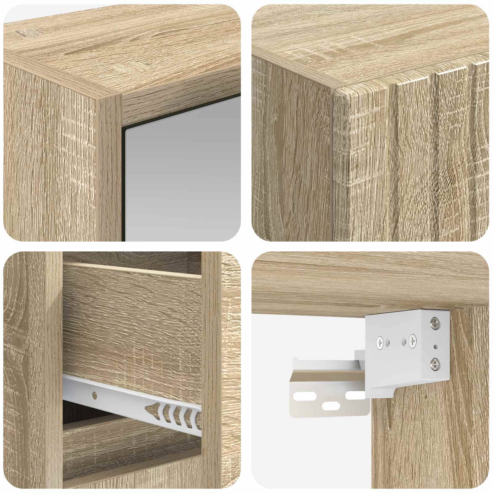 vidaXL Badezimmermöbel-Set 4 pcs Sonoma-Eiche Ingenieurholz und Glas
