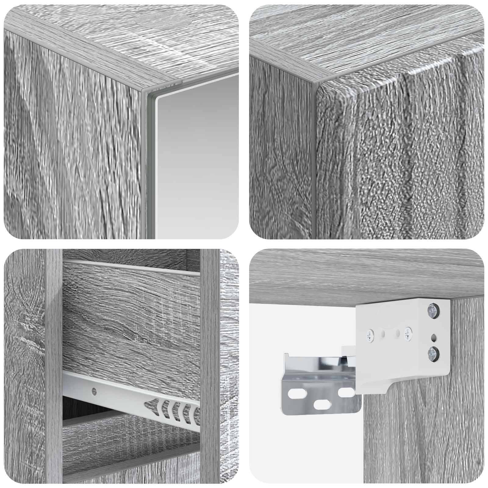 vidaXL Badezimmermöbel-Set 4 pcs Grau Sonoma Ingenieurholz und Glas