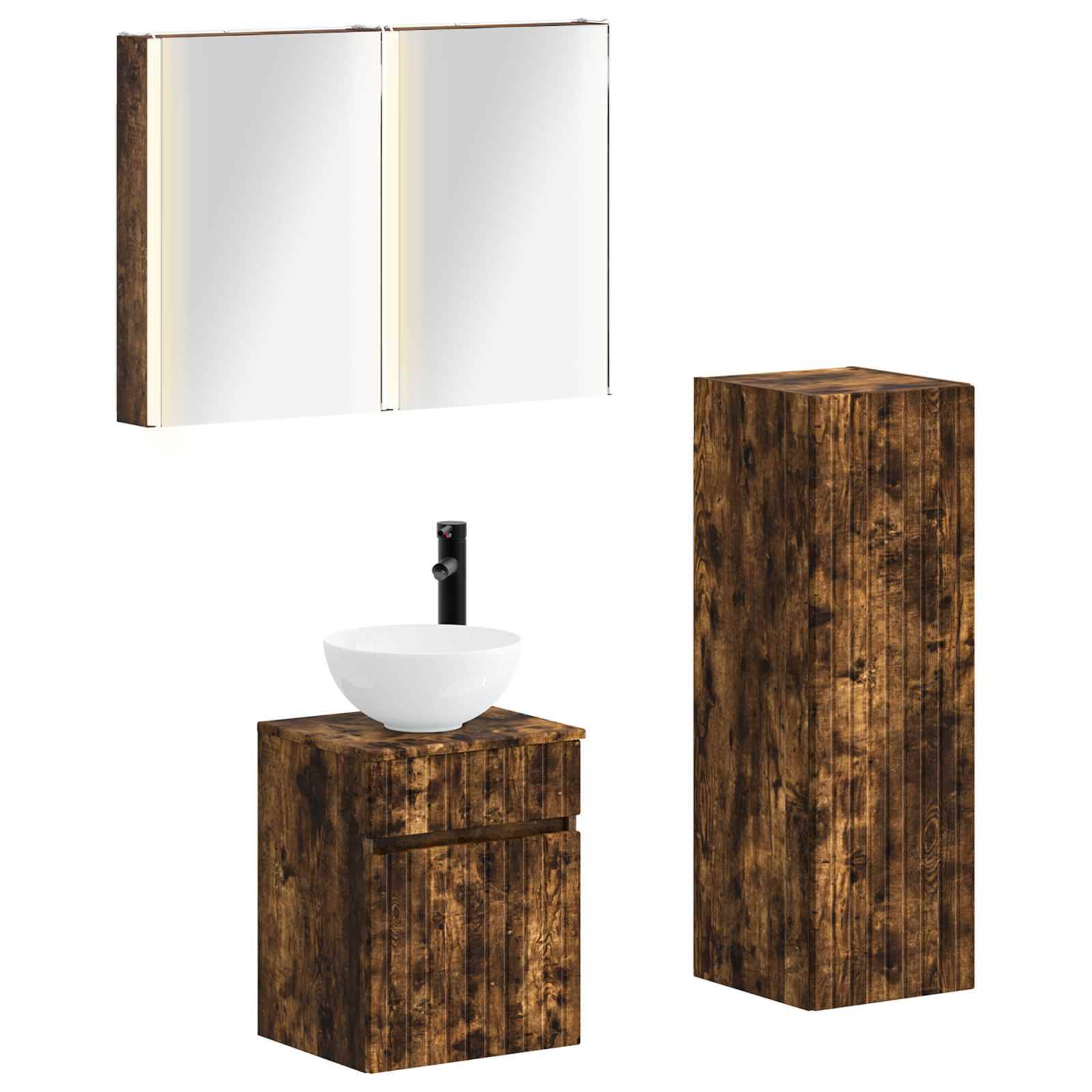 vidaXL Badezimmermöbel-Set 4 pcs Geräucherte Eiche