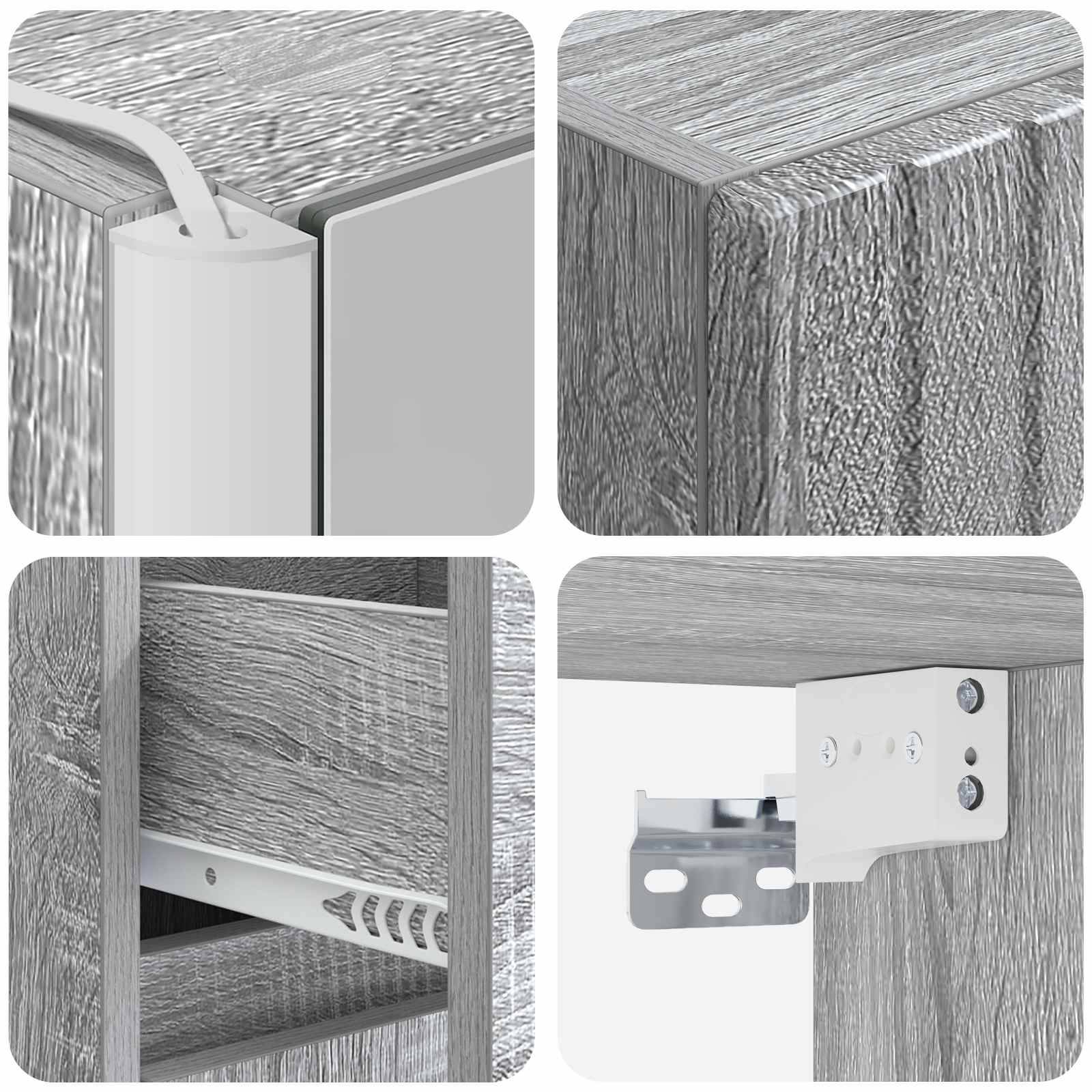 vidaXL Badezimmermöbel-Set 4 pcs Grau Sonoma Ingenieurholz und Glas