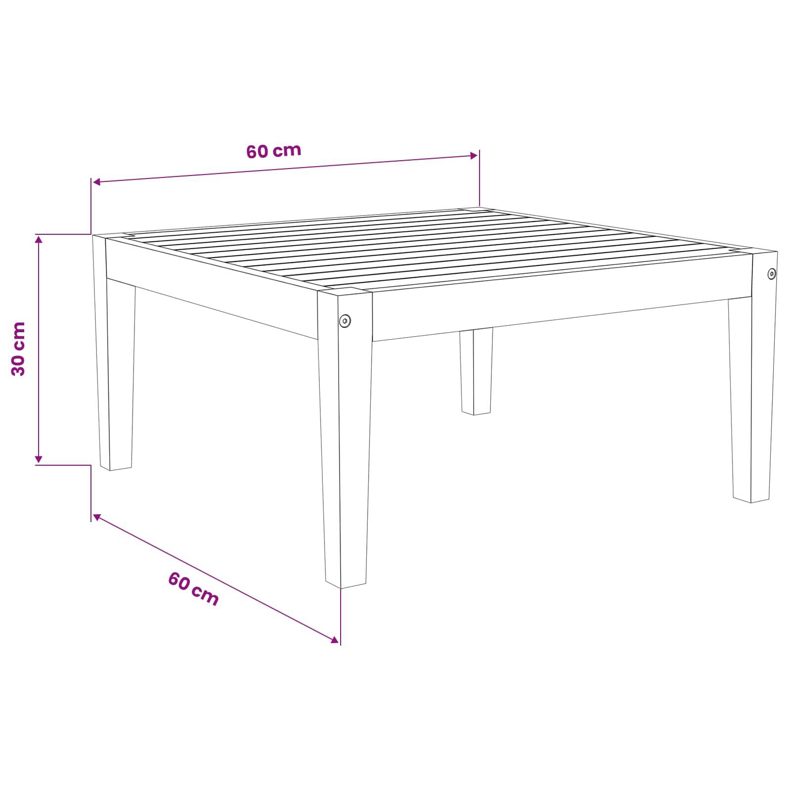 vidaXL Tisch Massivholz Akazie Natur 60 x 60 x 30 cm