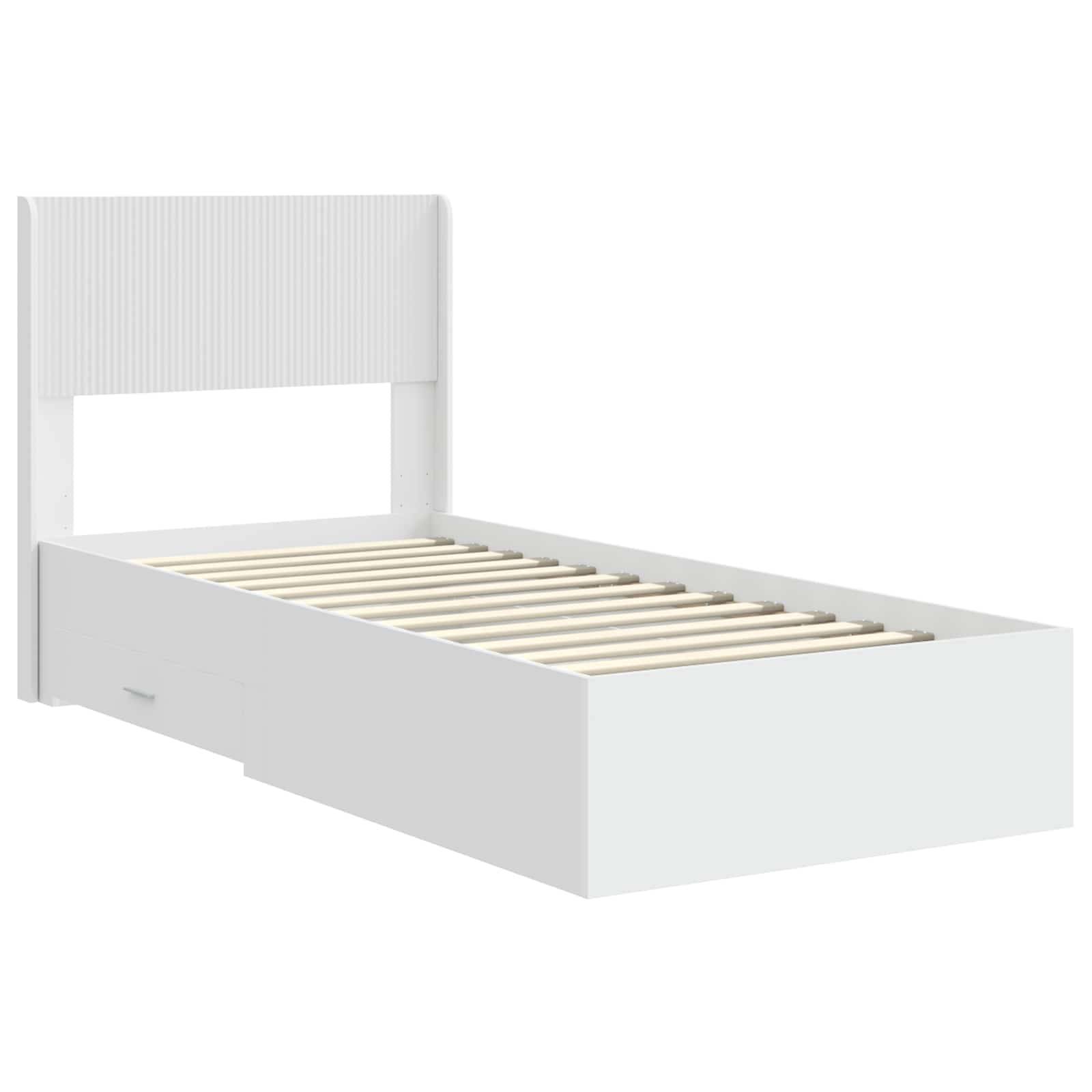 vidaXL Bettgestell mit Stauraum und Kopfteil Weiß 90 x 190 cm