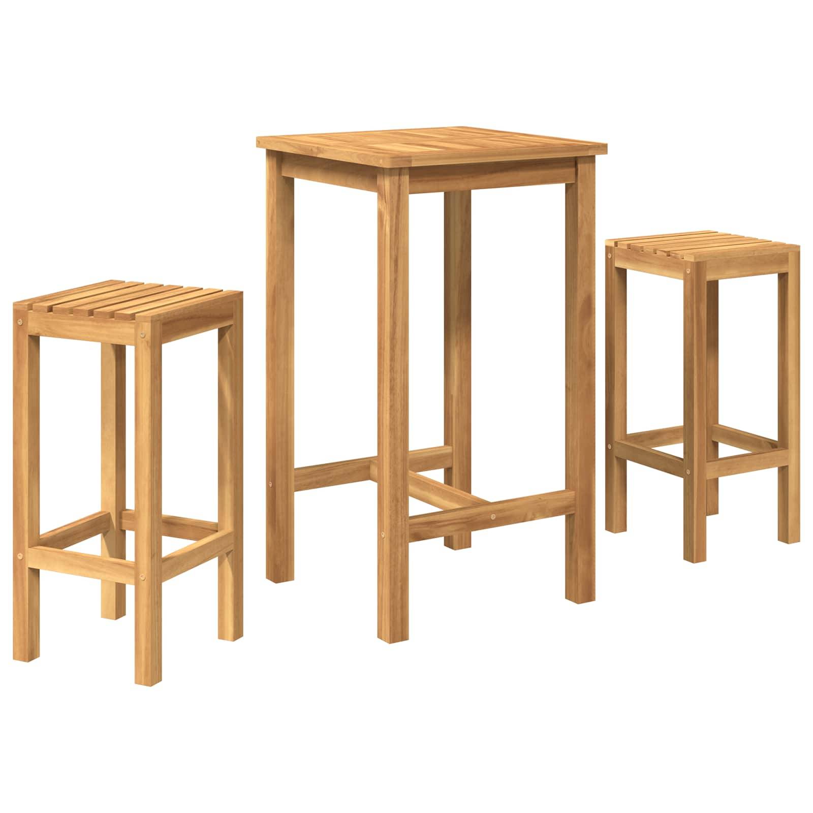 vidaXL Outdoor Bar Set 3 pcs Unbehandelt Massivholz Teak