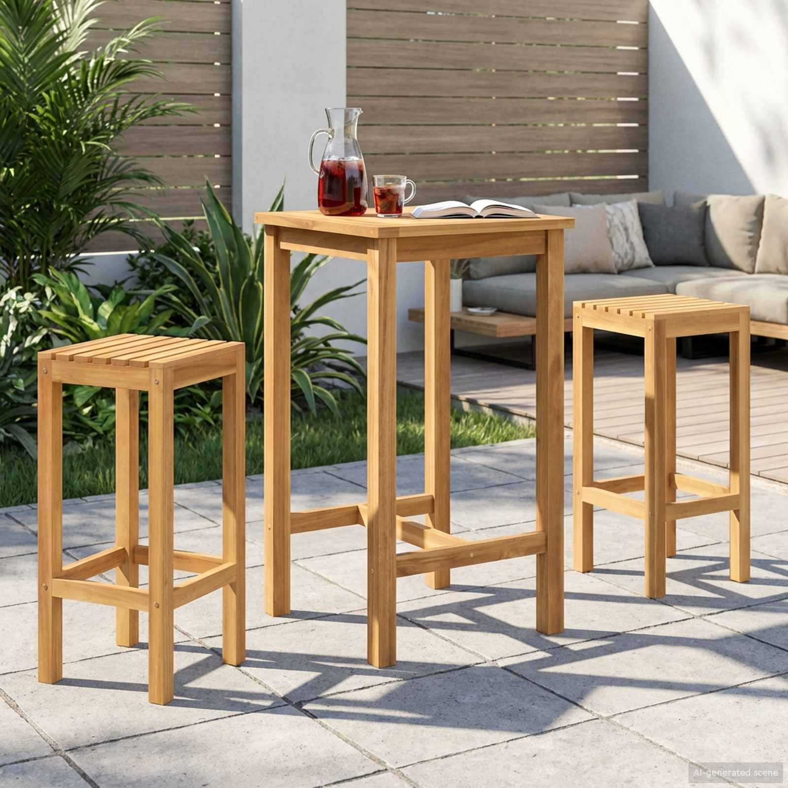 vidaXL Outdoor Bar Set 3 pcs Unbehandelt Massivholz Teak