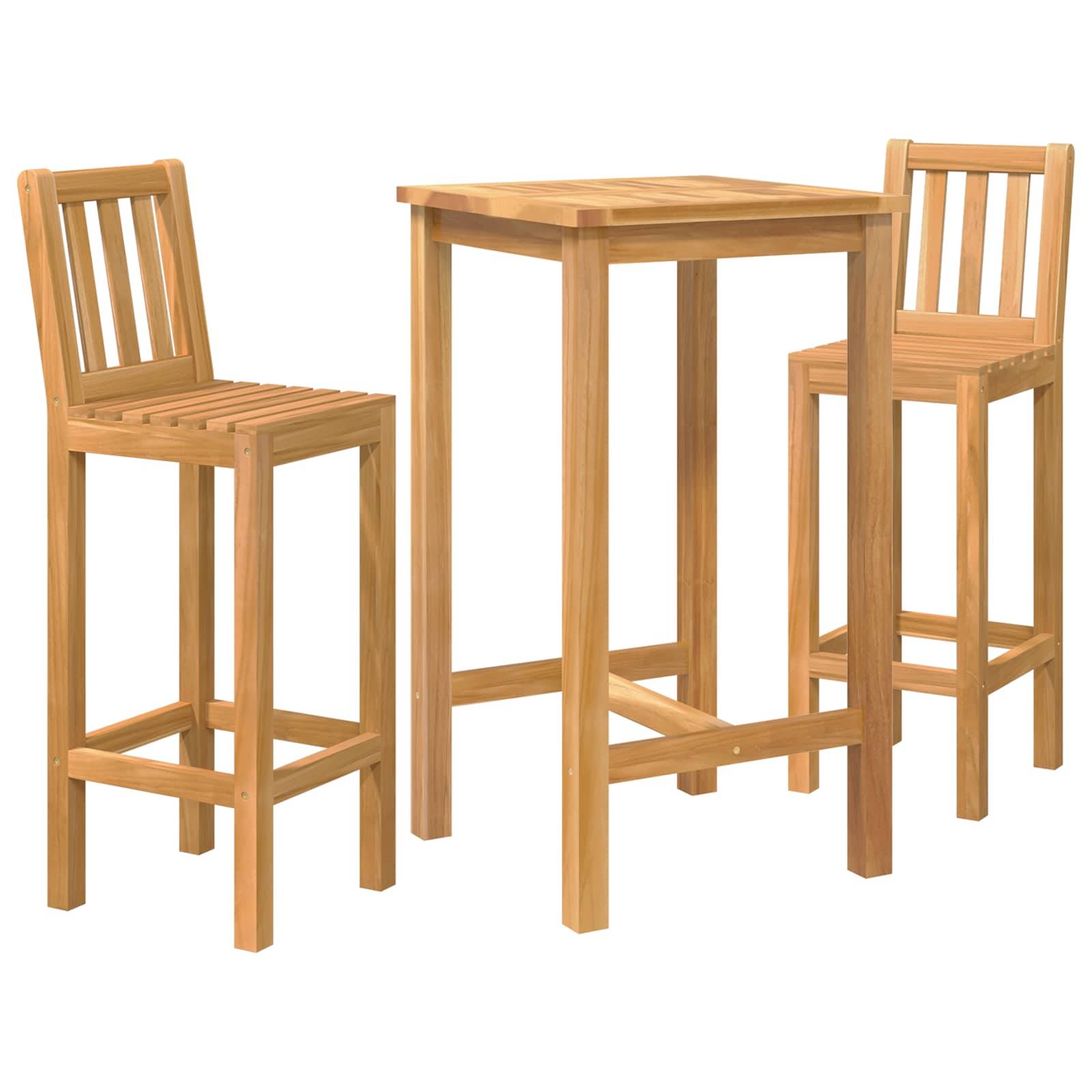 vidaXL Outdoor Bar Set 3 pcs Unbehandelt Massivholz Teak