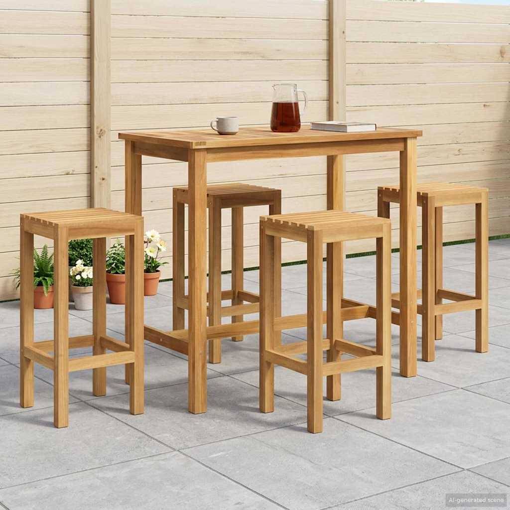 vidaXL Outdoor Bar Set 5 pcs Unbehandelt Massivholz Teak