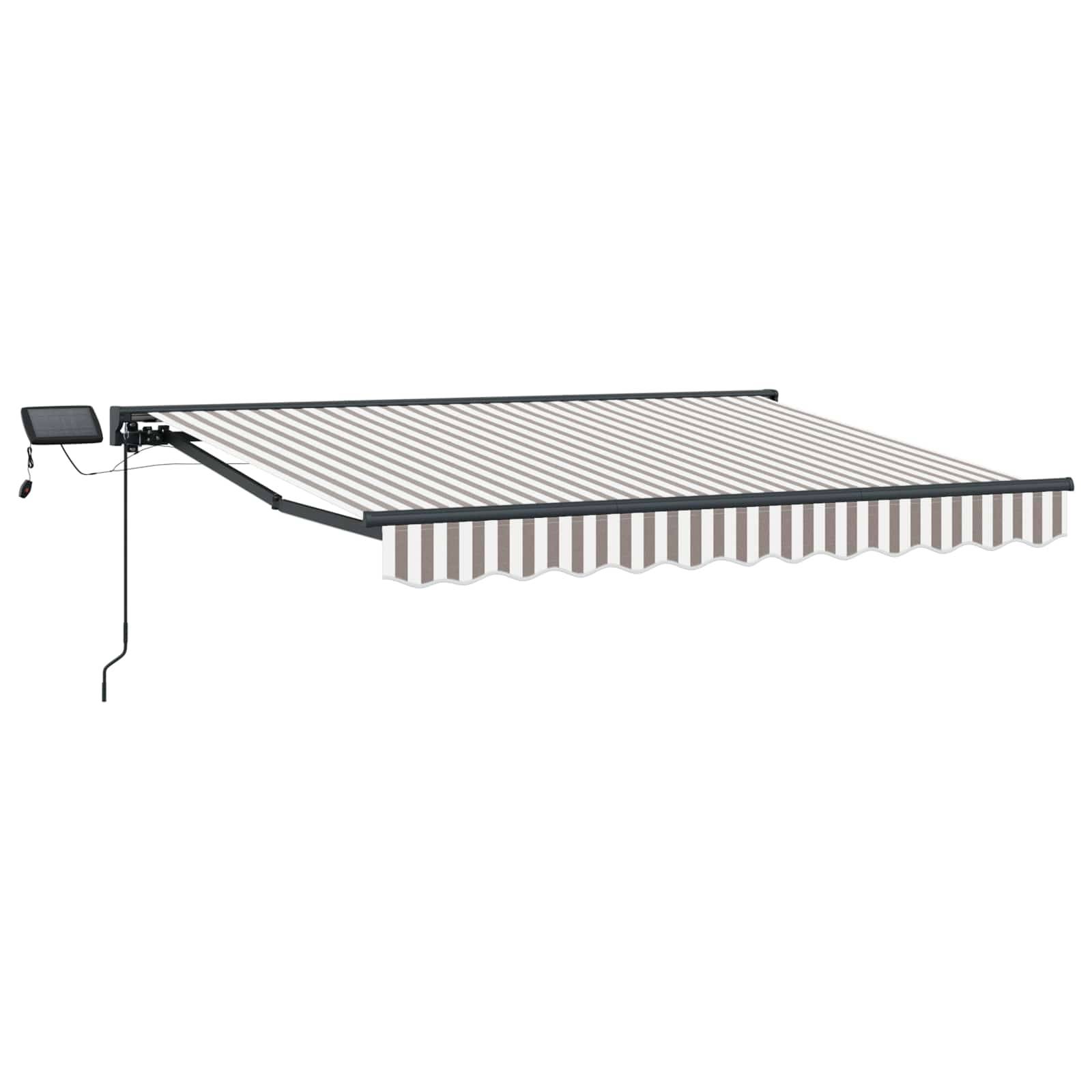 vidaXL Manueller Markisenrahmen mit LEDs Hellgrau und Weiß 4 x 3 m