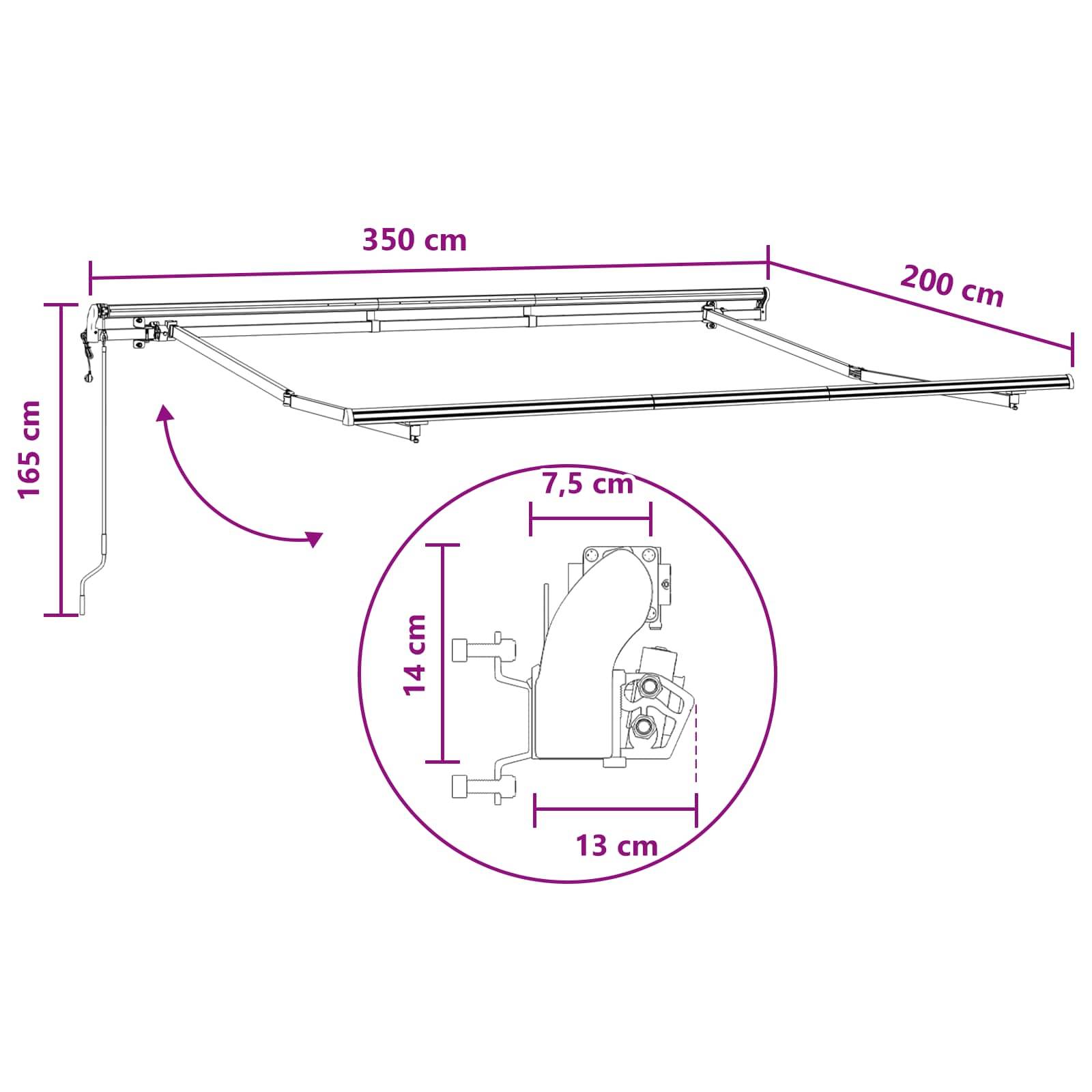 vidaXL Einziehbare Markise Sand 3,5 x 2 m Stoff