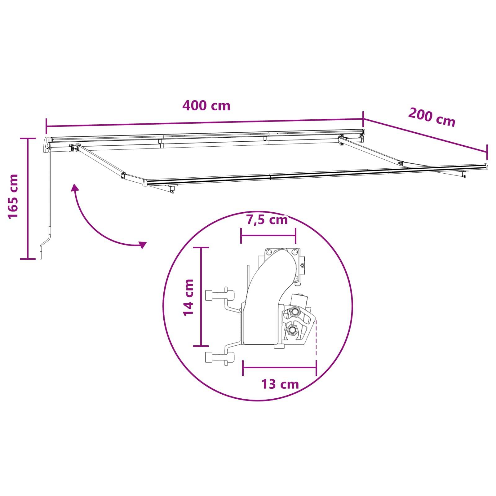 vidaXL Einziehbare Markise Taupe 4 x 2 m Stoff