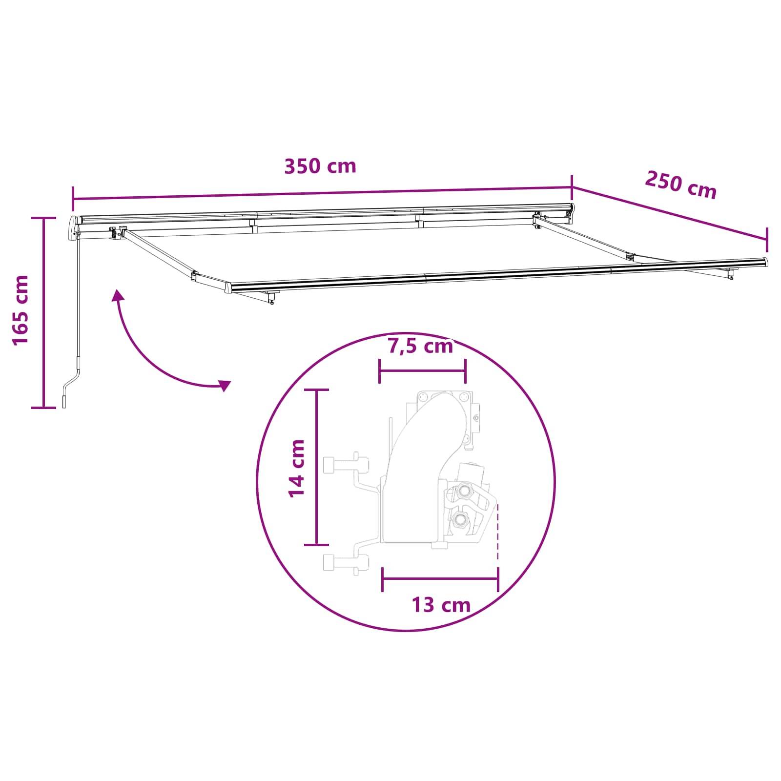 vidaXL Einziehbare Markise 2 pcs Hellgrau und Weiß 3,5 x 2,5 m