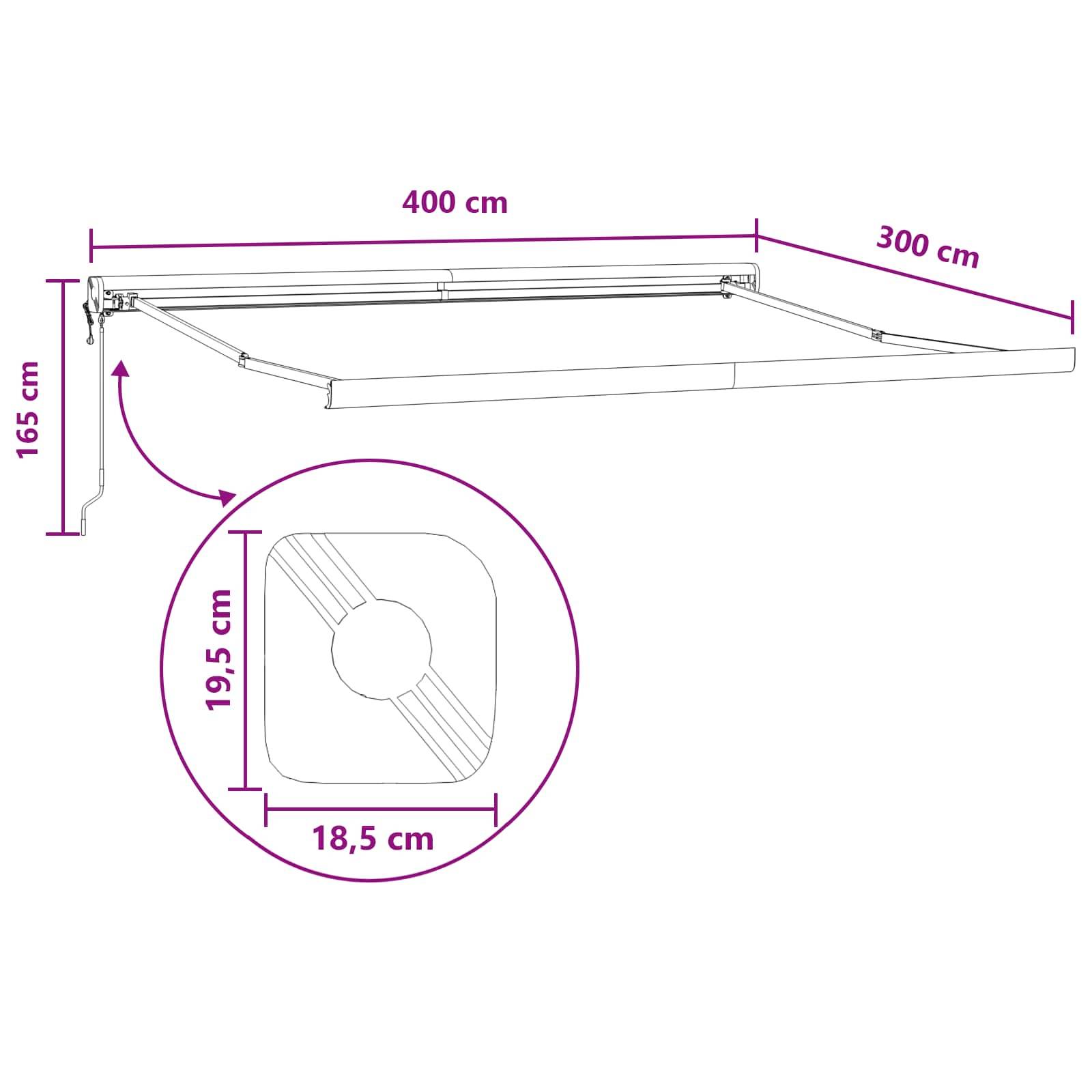 vidaXL Ausziehbare Markise Taupe 400 x 300 cm Stoff und Metall