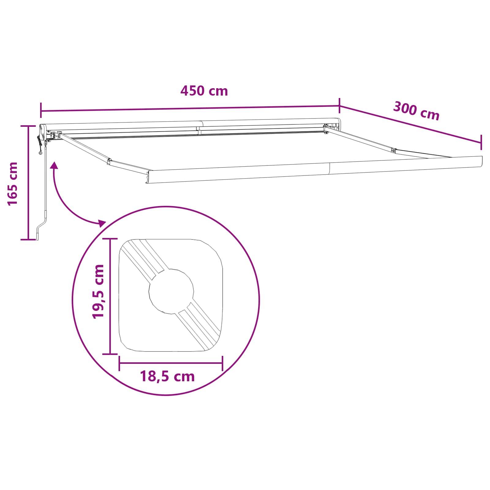 vidaXL Markise Sand 450 x 300 cm Polyester und Aluminium