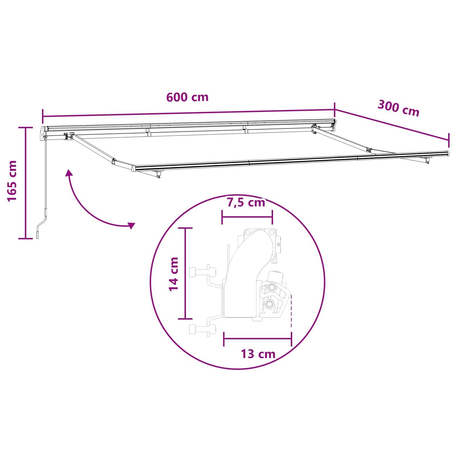 vidaXL Einziehbare Markise Sand 600 cm 100% Polyester und Aluminium