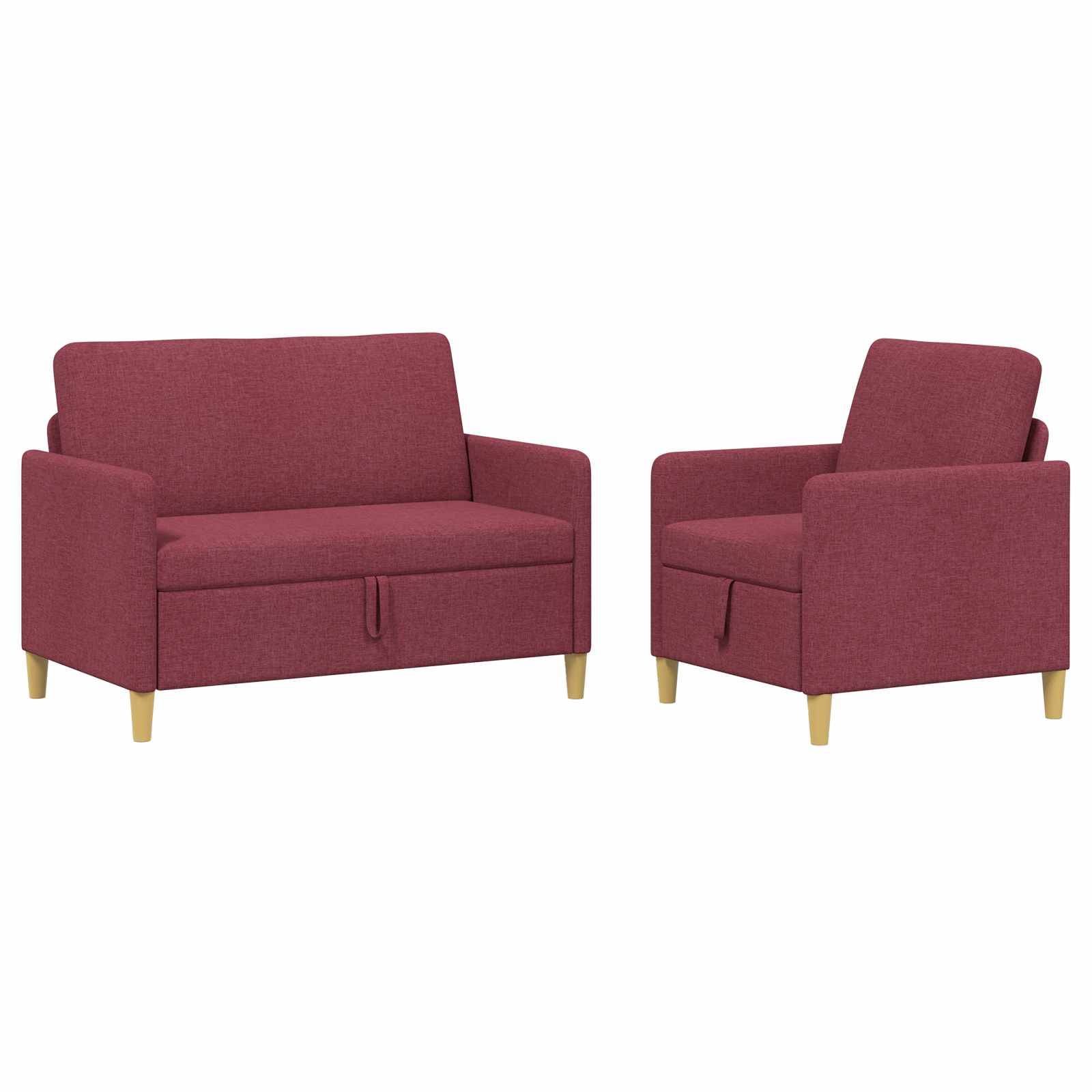 vidaXL Sofa Set mit Stauraum 2 pcs Weinrot Polyester