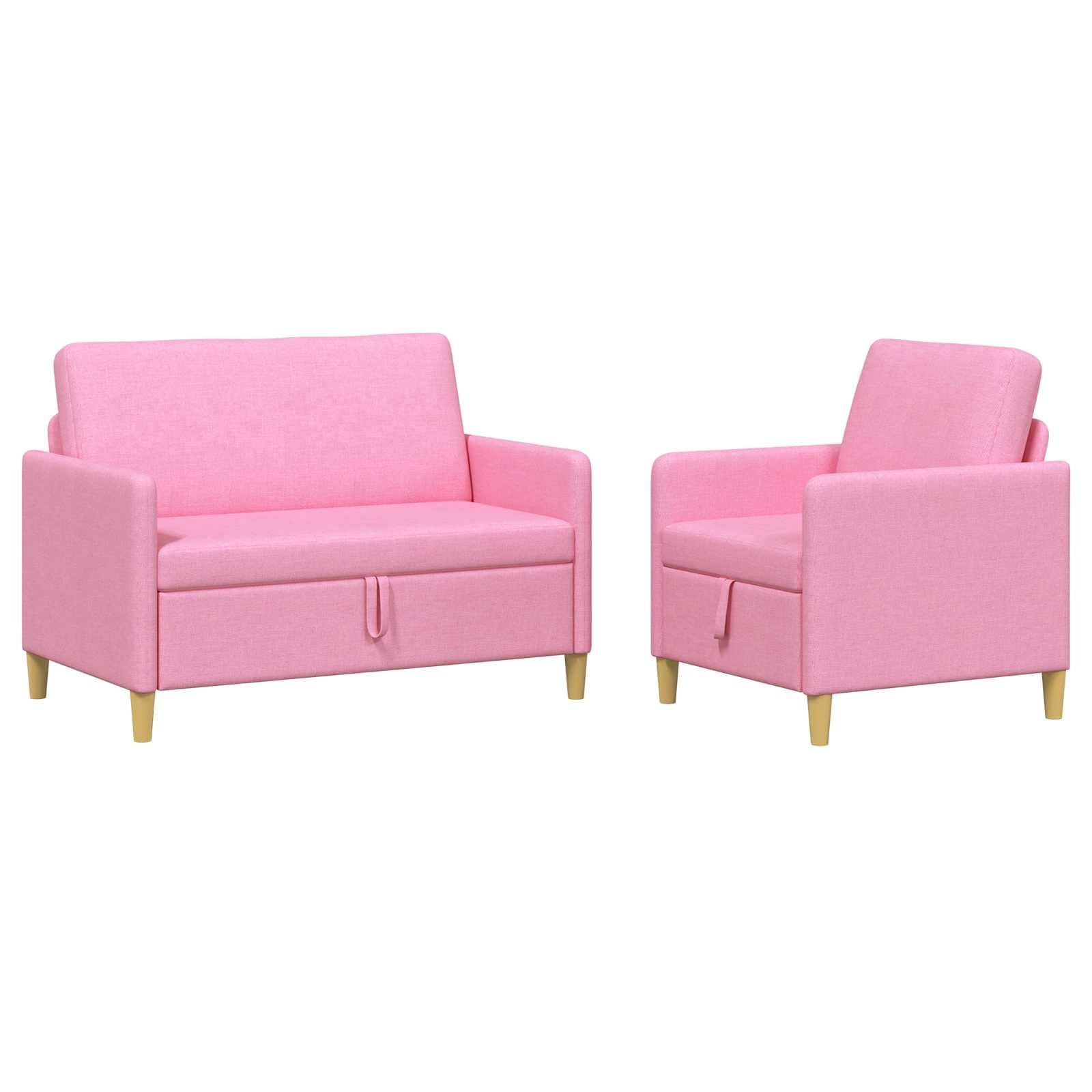 vidaXL Sofa Set mit Stauraum 2 pcs Rosa Polyester