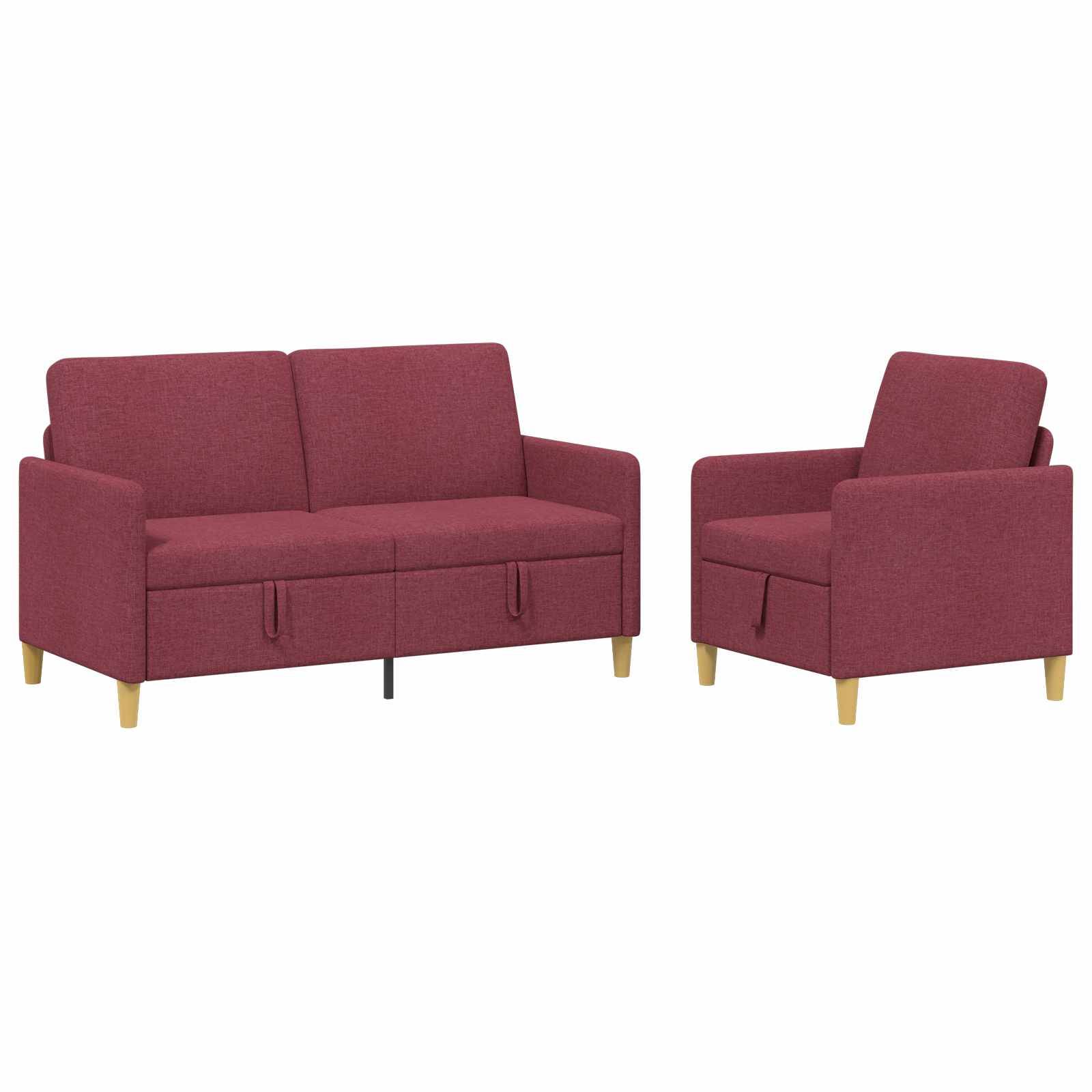 vidaXL Sofa Set mit Stauraum 2 pcs Weinrot Polyester