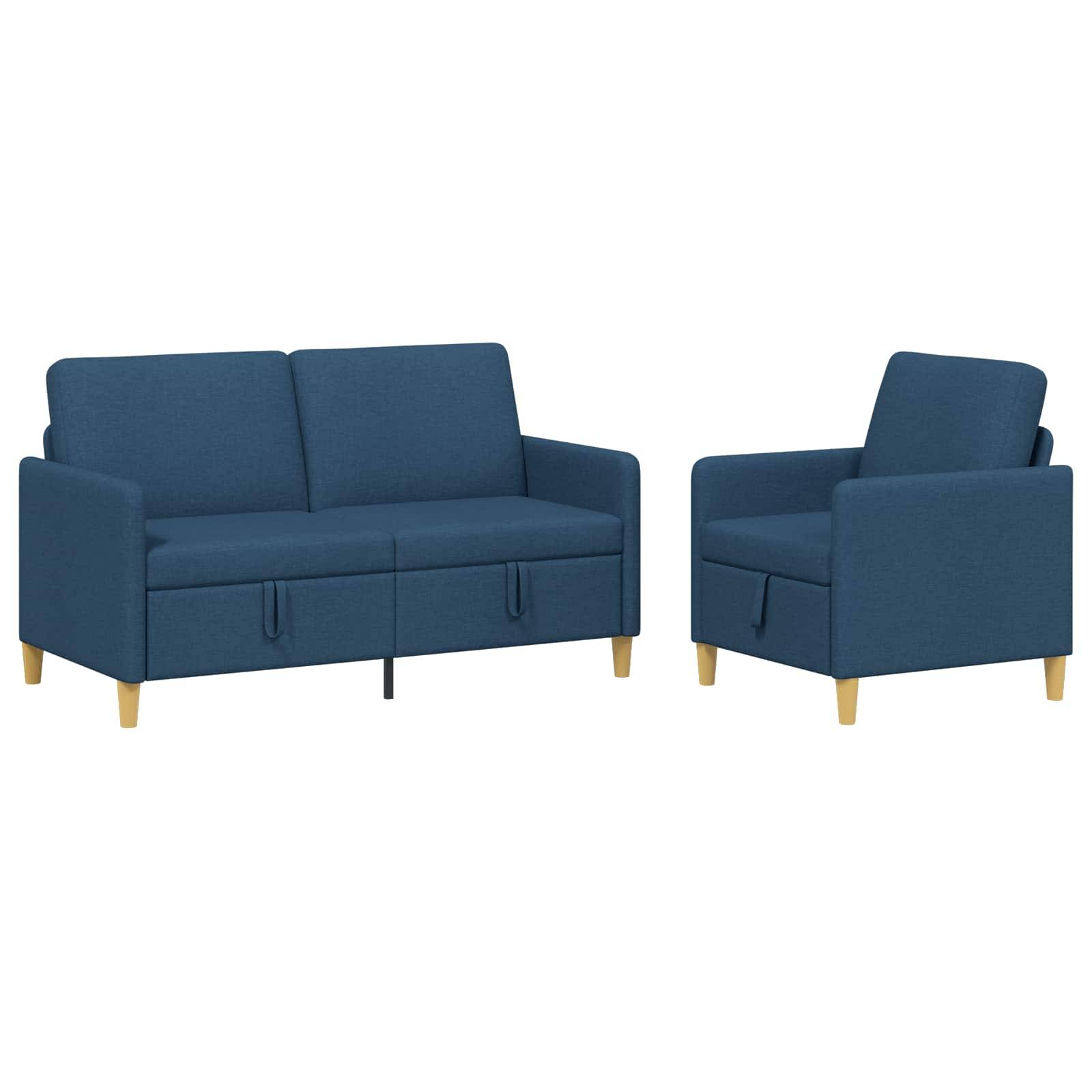 vidaXL Sofa Set mit Stauraum 2 pcs Blau Polyester