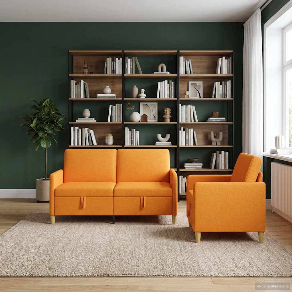 vidaXL Sofa Set mit Stauraum 2 pcs Dunkelgelb Polyester