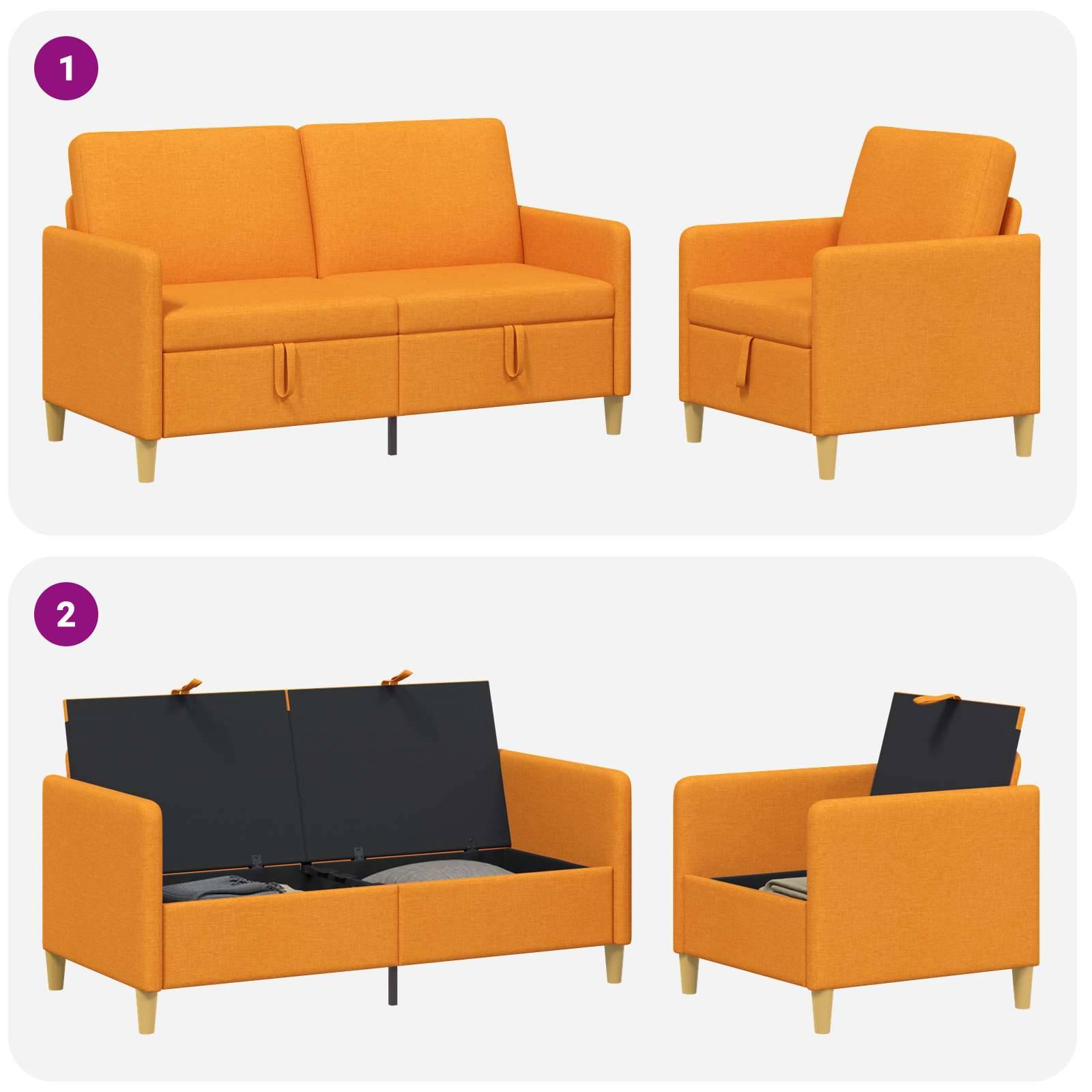 vidaXL Sofa Set mit Stauraum 2 pcs Dunkelgelb Polyester