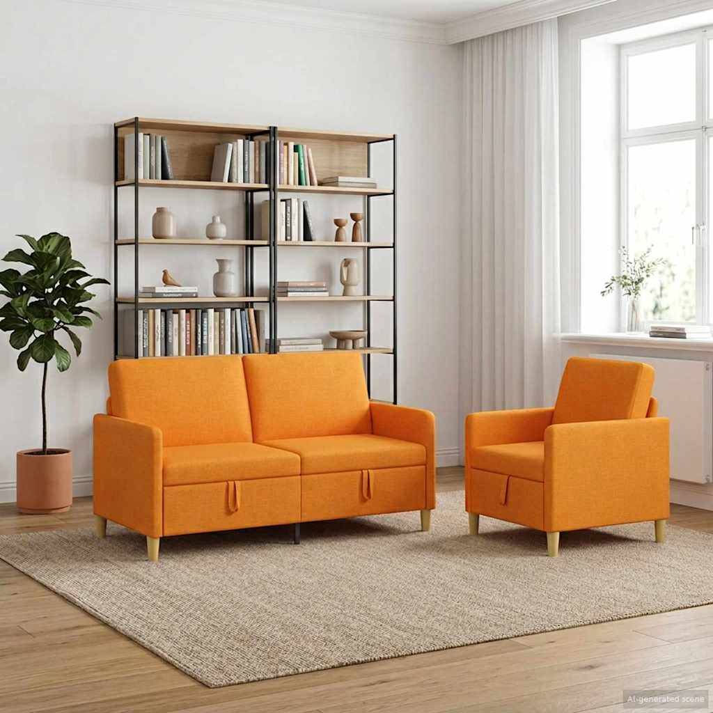 vidaXL Sofa Set mit Stauraum 2 pcs Dunkelgelb Polyester
