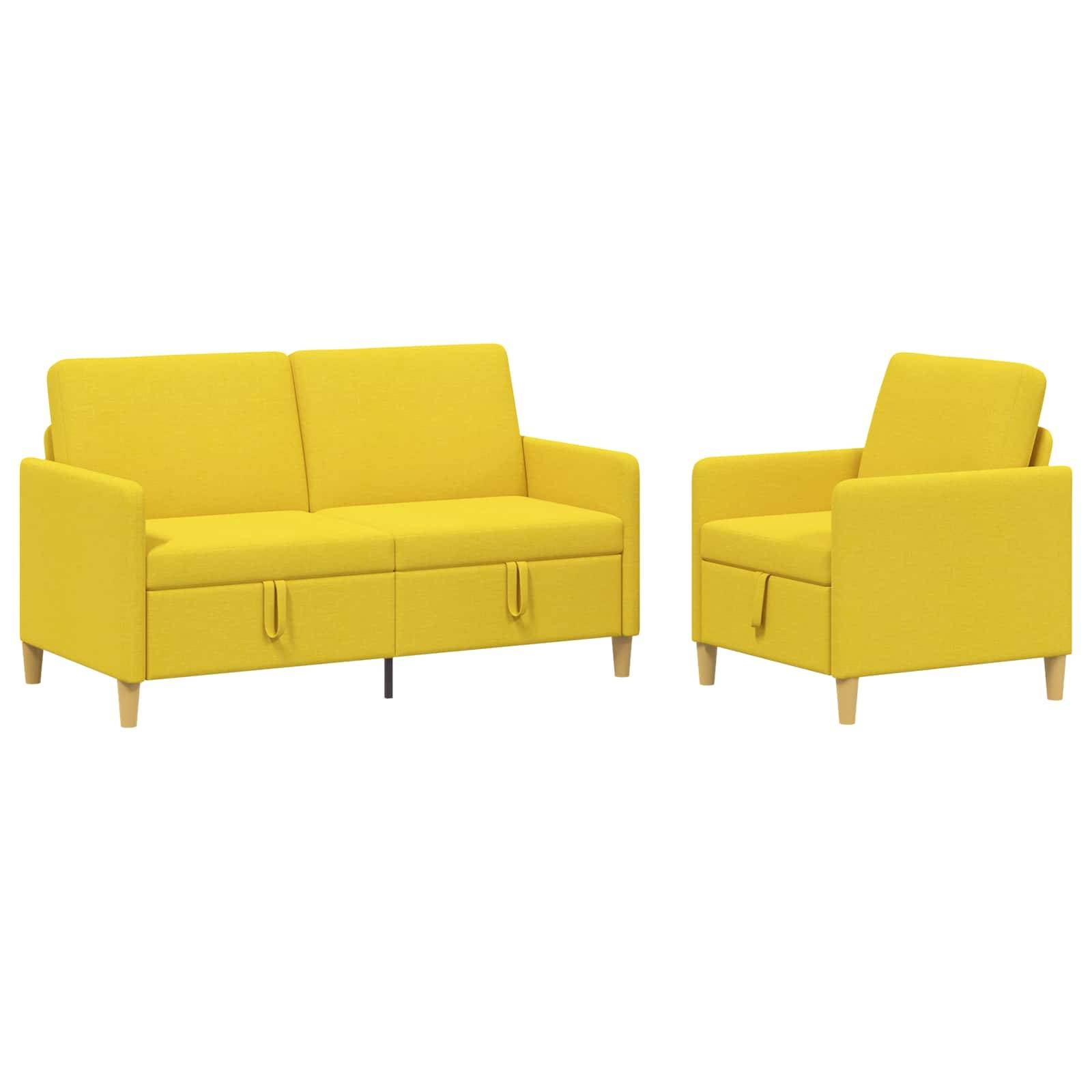 vidaXL Sofa Set mit Stauraum 2 pcs Helles Gelb Polyester