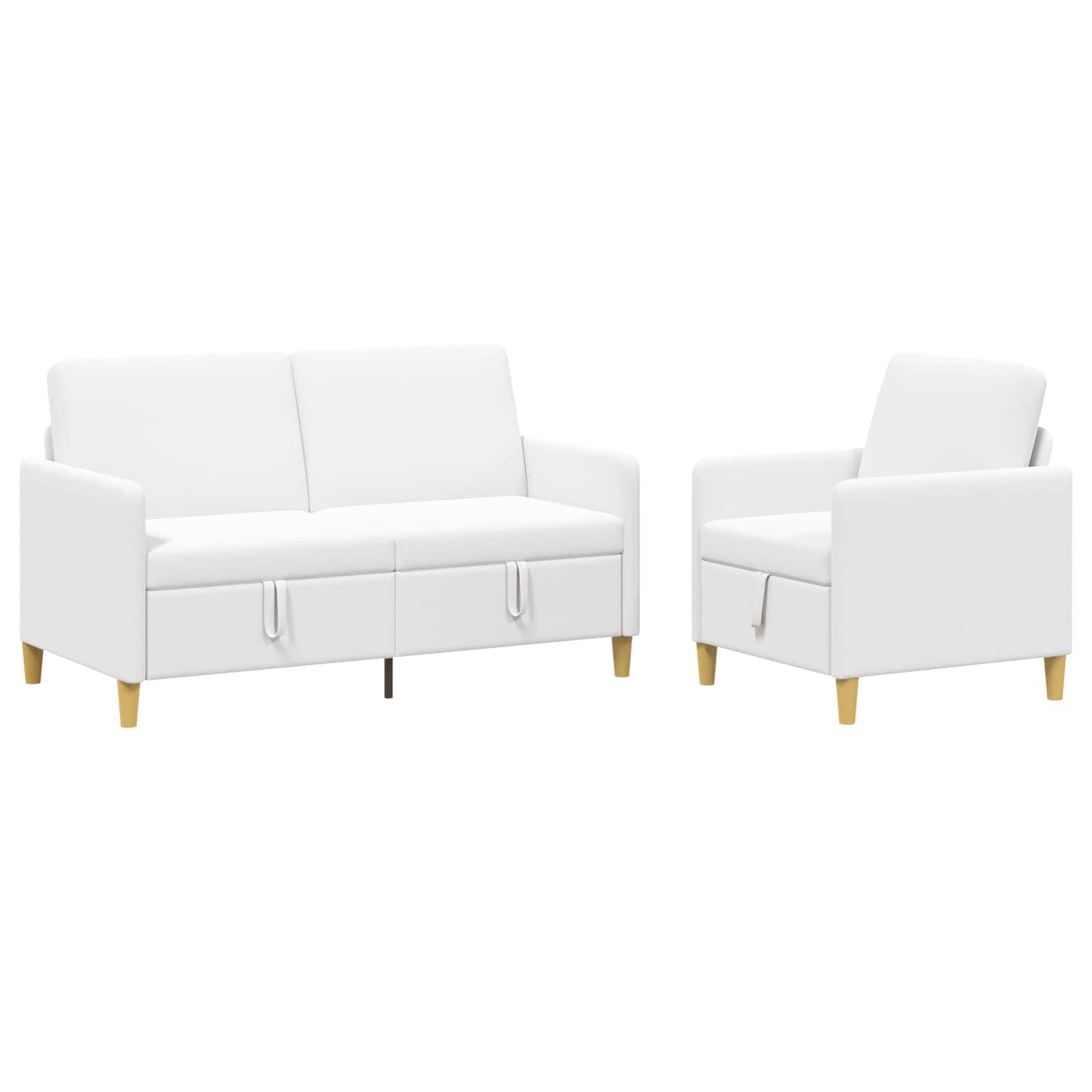 vidaXL Sofa Set mit Stauraum 2 pcs Weiß Polyester