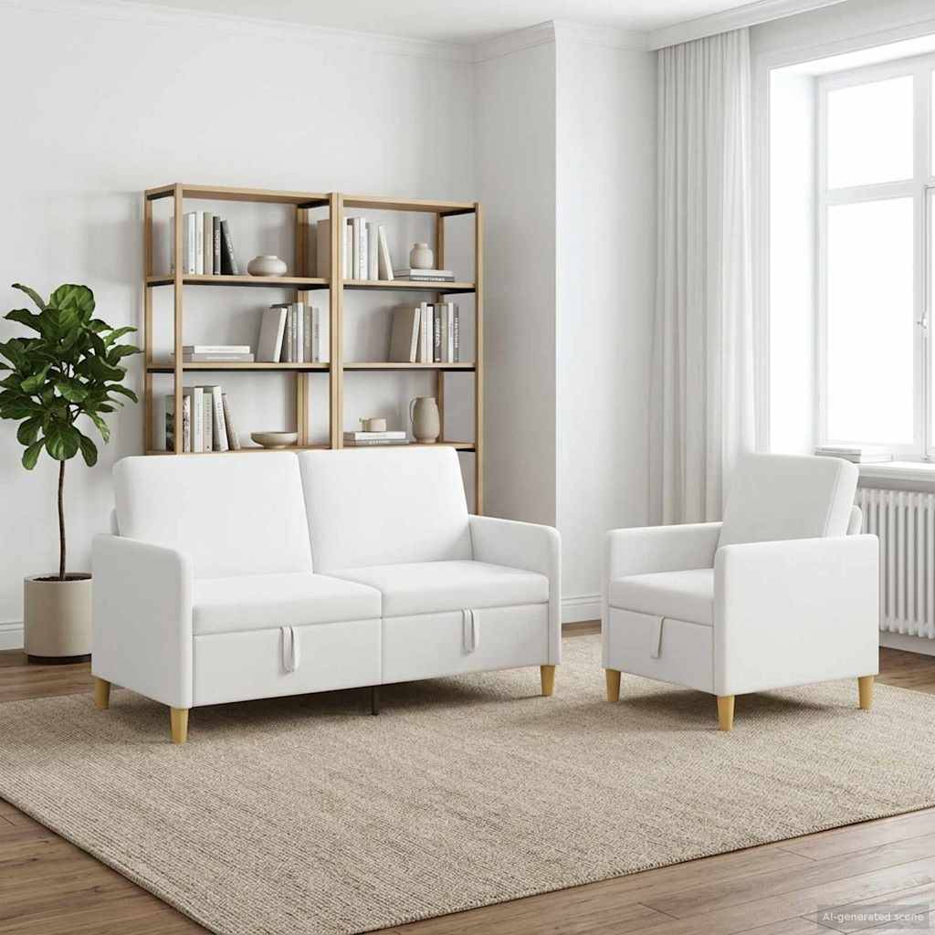 vidaXL Sofa Set mit Stauraum 2 pcs Weiß Polyester