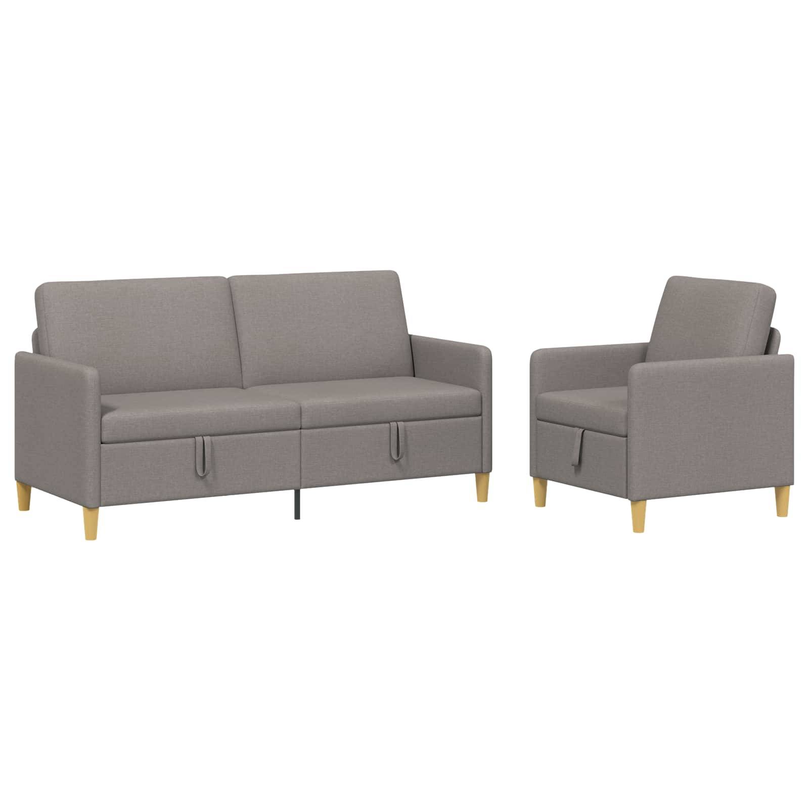 vidaXL Sofa Set mit Stauraum 2 pcs Taupe Polyester
