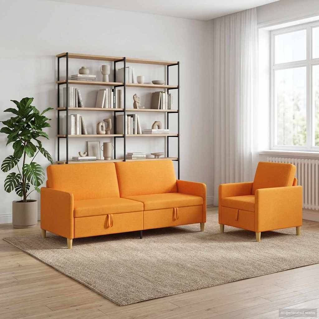 vidaXL Sofa Set mit Stauraum 2 pcs Dunkelgelb Polyester