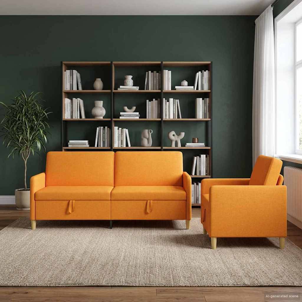 vidaXL Sofa Set mit Stauraum 2 pcs Dunkelgelb Polyester