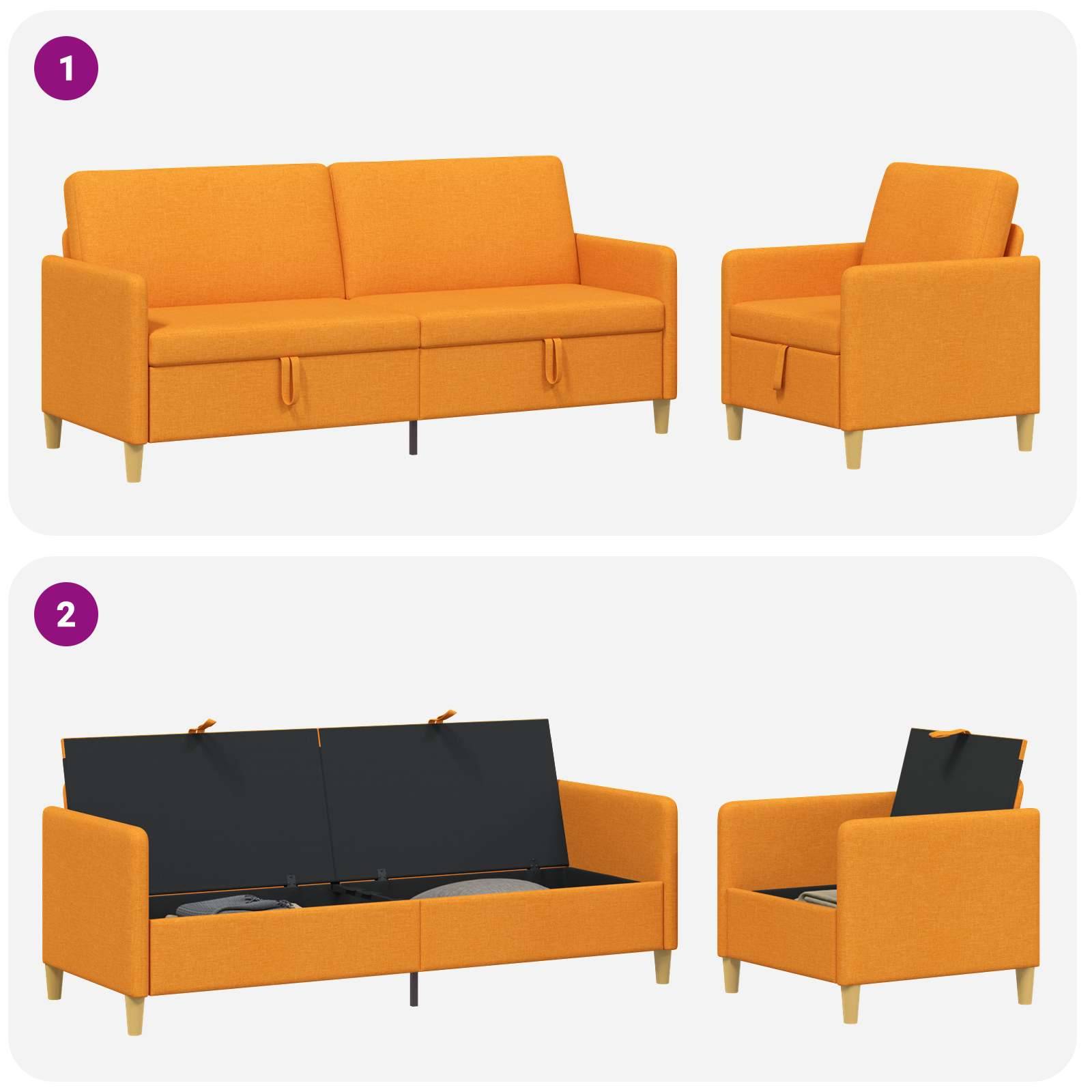 vidaXL Sofa Set mit Stauraum 2 pcs Dunkelgelb Polyester