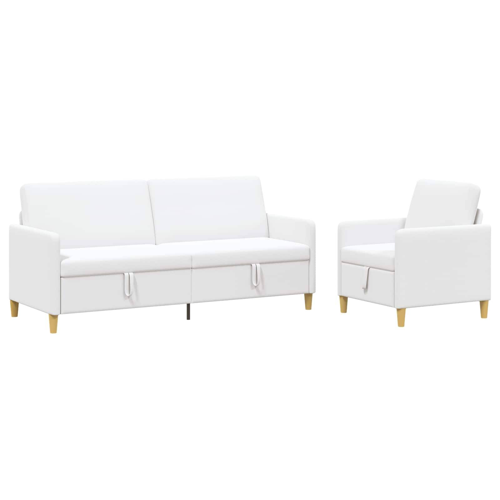 vidaXL Sofa Set mit Stauraum 2 pcs Weiß Polyester