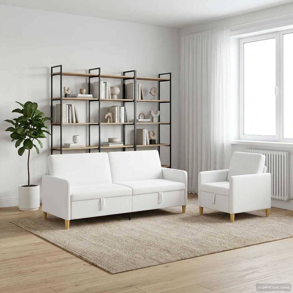 vidaXL Sofa Set mit Stauraum 2 pcs Weiß Polyester