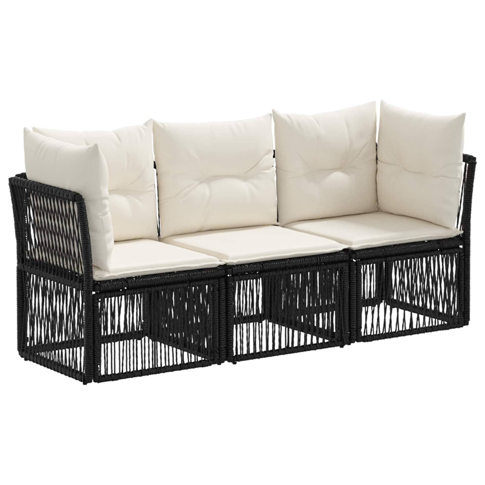vidaXL Gartensofa-set 3 pcs Schwarz Poly-Rattan