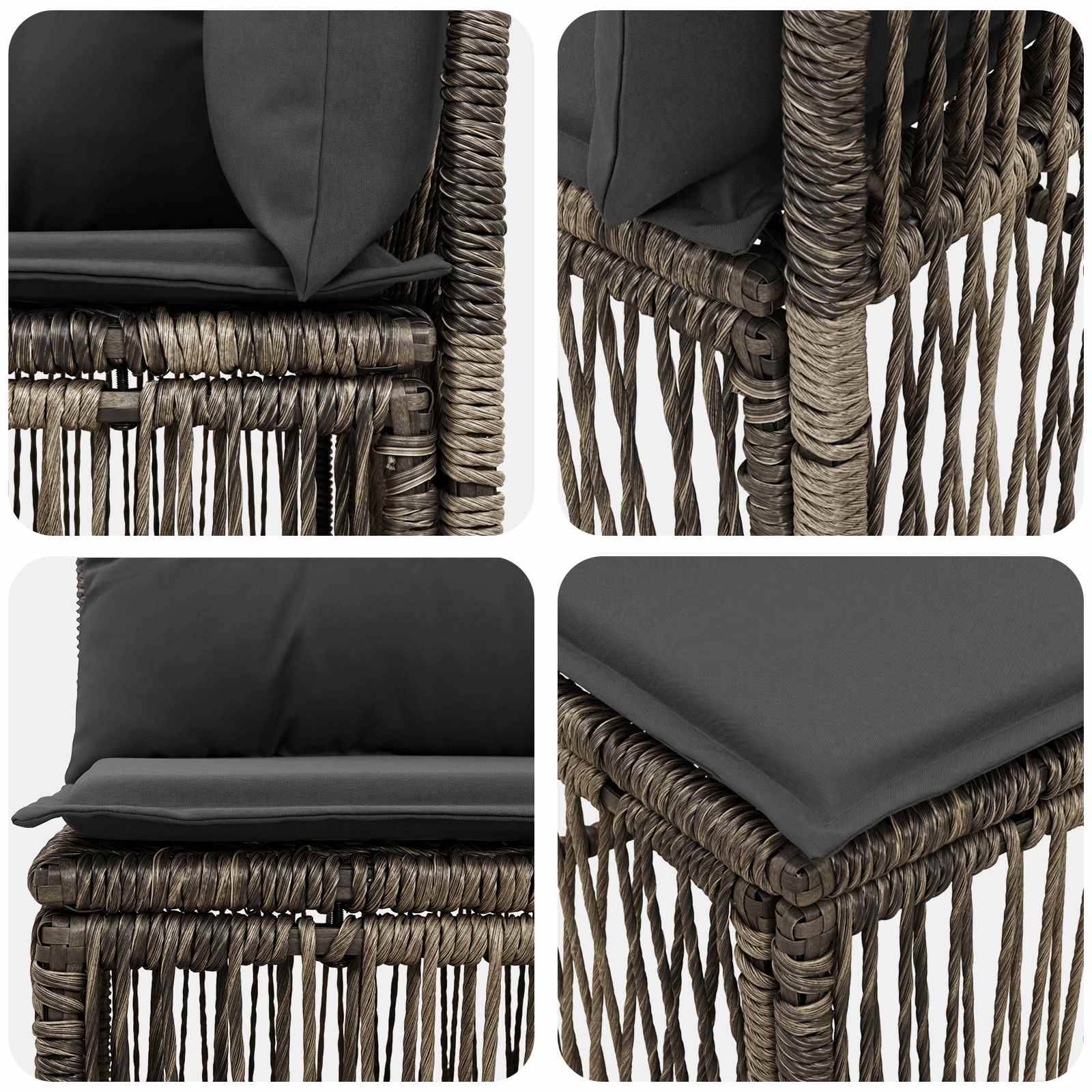 vidaXL Gartensofa-set 9 stk. Grau Poly-Rattan
