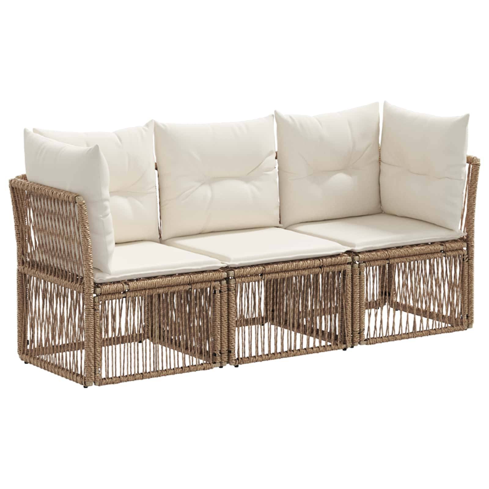 vidaXL Gartensofa-set 3 pcs Beige Poly-Rattan