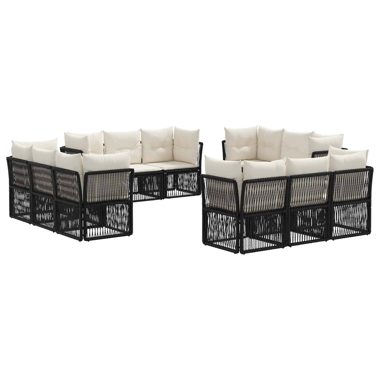vidaXL Gartensofa-set 12 pcs Schwarz Poly-Rattan
