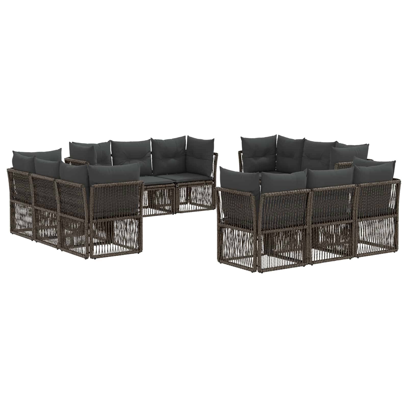 vidaXL Gartensofa-set 12 pcs Grau Poly-Rattan