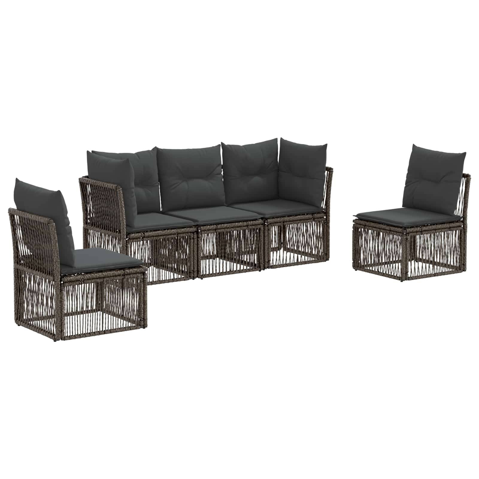 vidaXL Gartensofa-set 5 pcs Grau Poly-Rattan