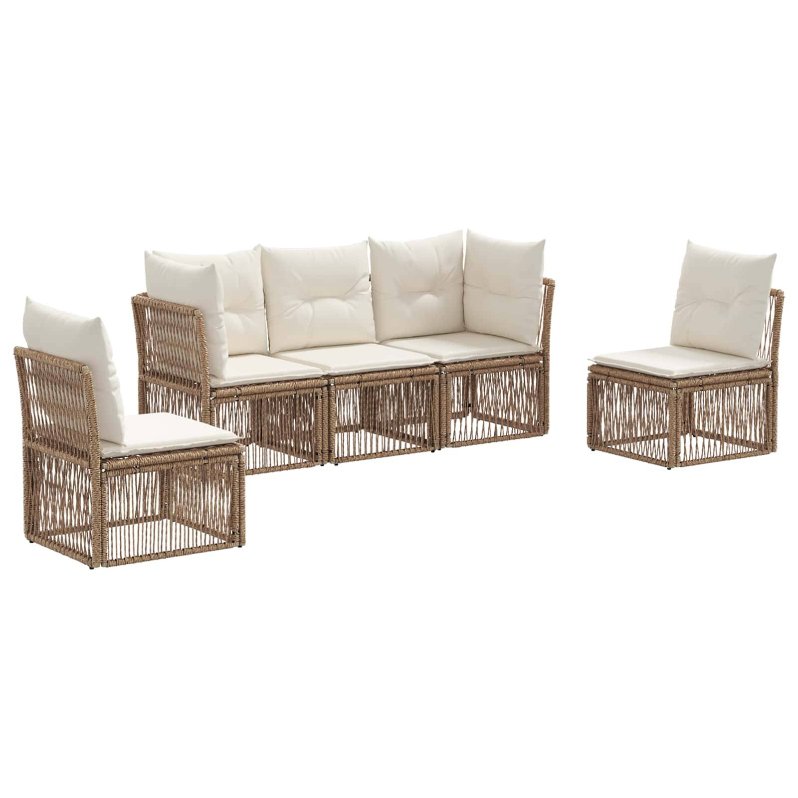 vidaXL Gartensofa-set 5 pcs Beige Poly-Rattan