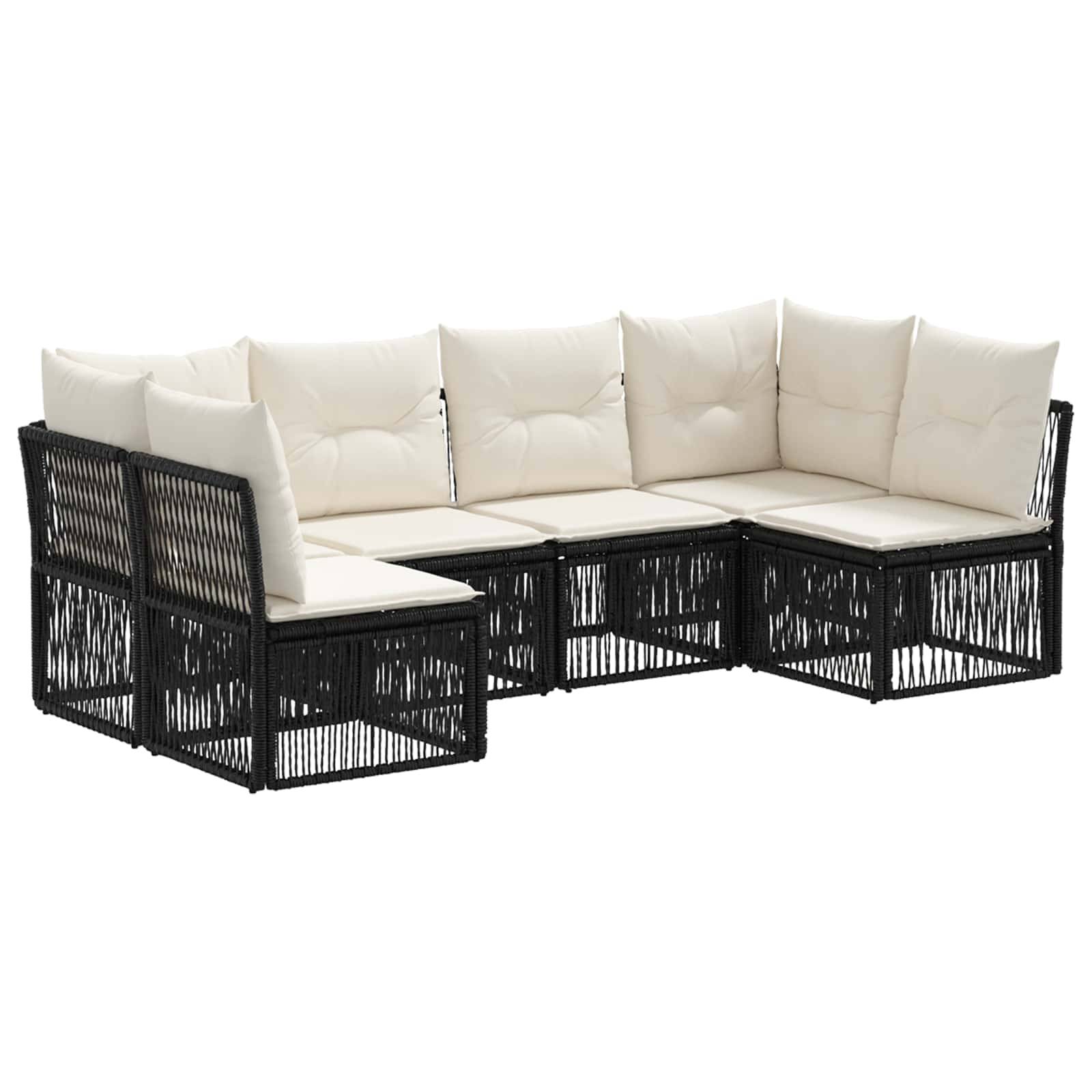 vidaXL Gartensofa-set 6 pcs Schwarz Poly-Rattan